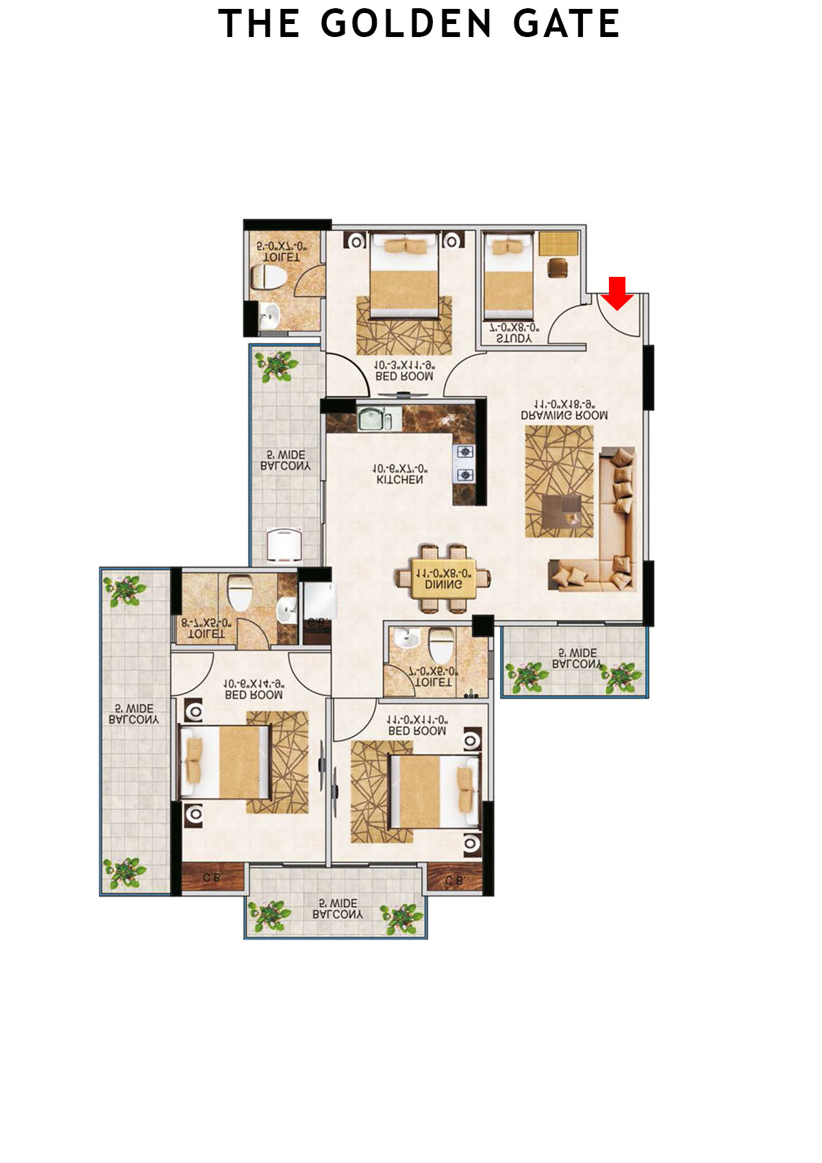 The Golden Gate Tower K2 Unit 9 (Type 1) Floor Plan