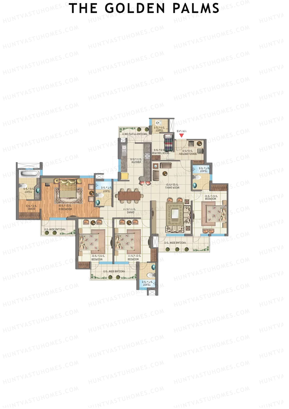 The Golden Palms Tower A Unit 2 Floor Plan