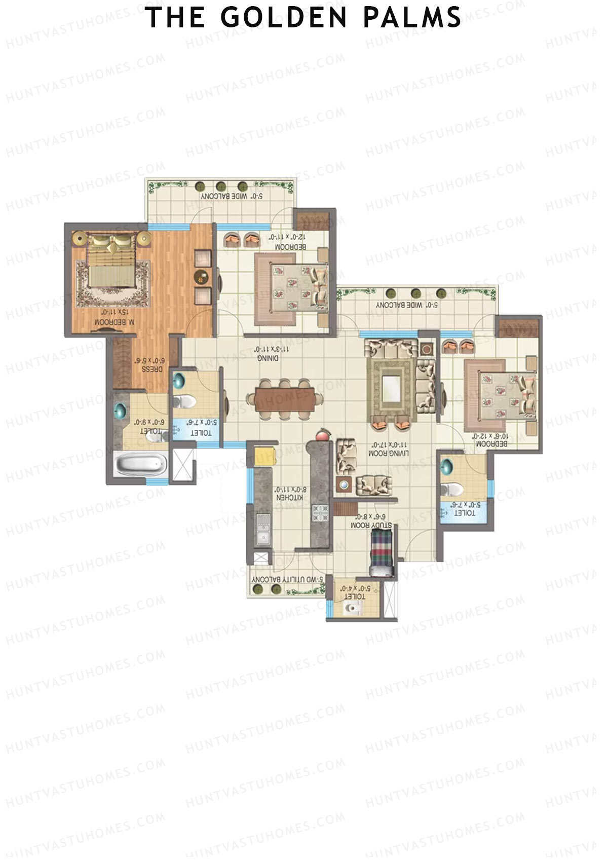 The Golden Palms Tower B Unit 3 Floor Plan
