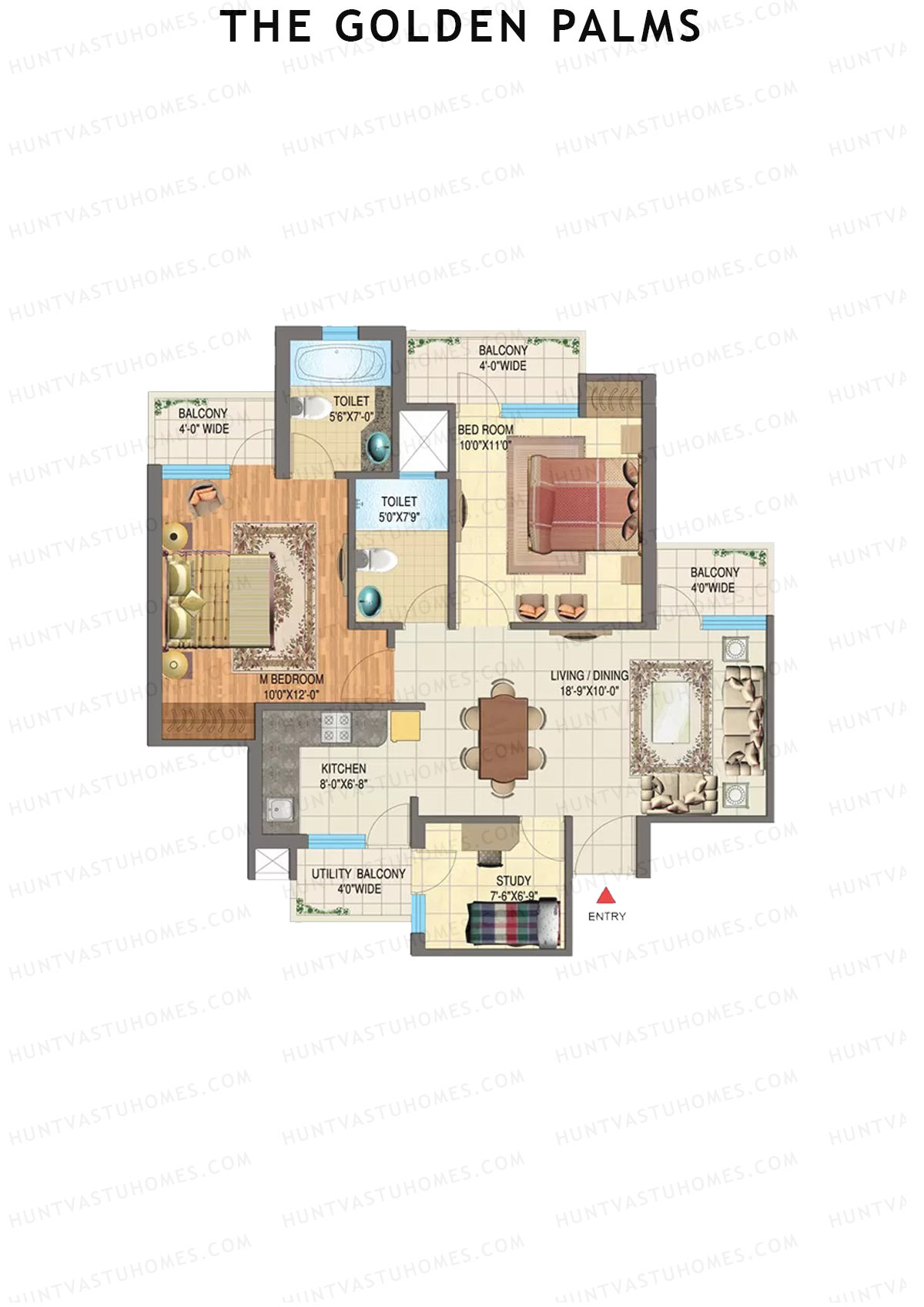 The Golden Palms Tower F Unit 2 Floor Plan