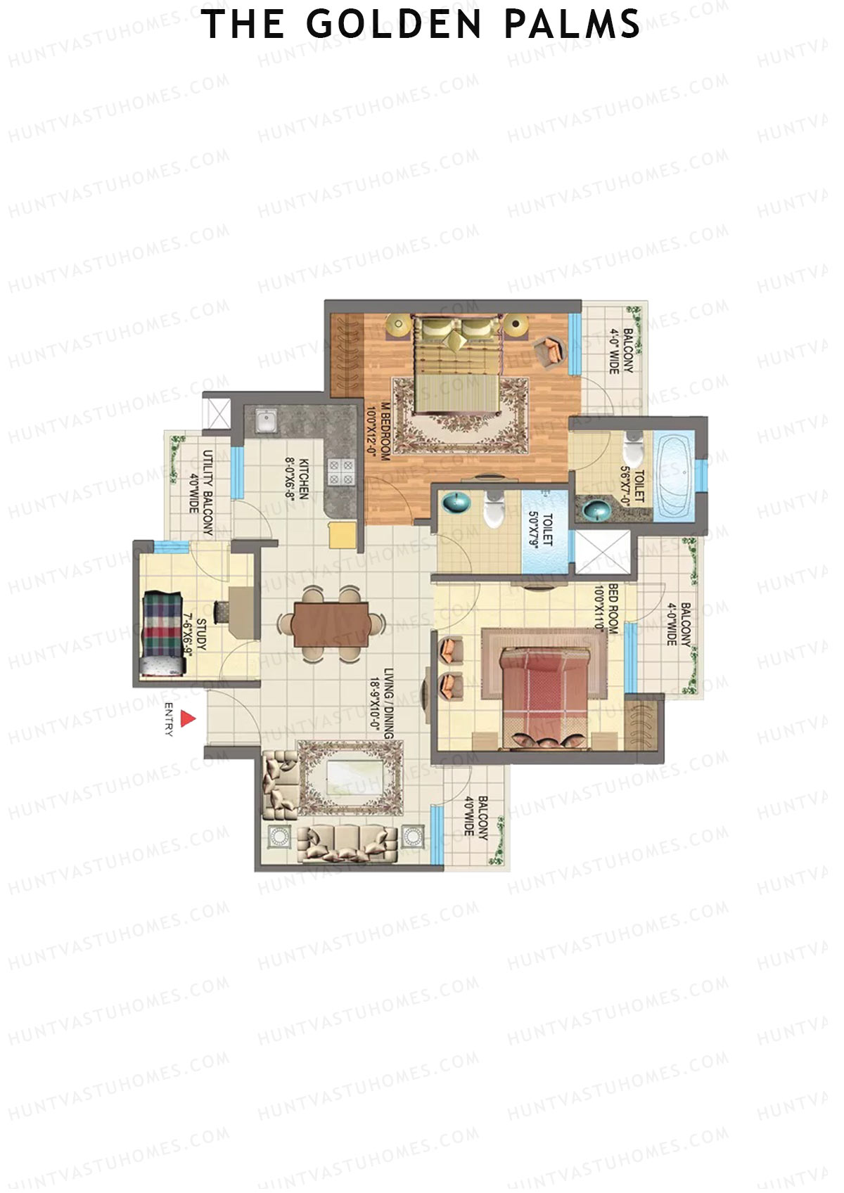 The Golden Palms Tower H Unit 1 Floor Plan