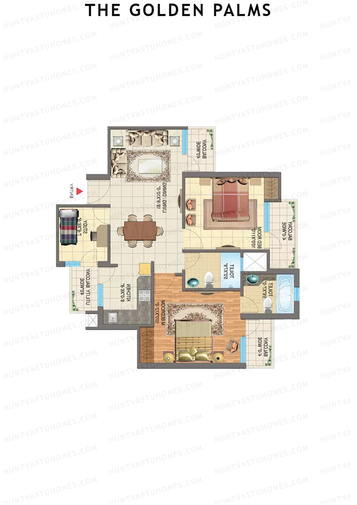 The Golden Palms Tower H Unit 2 Floor Plan