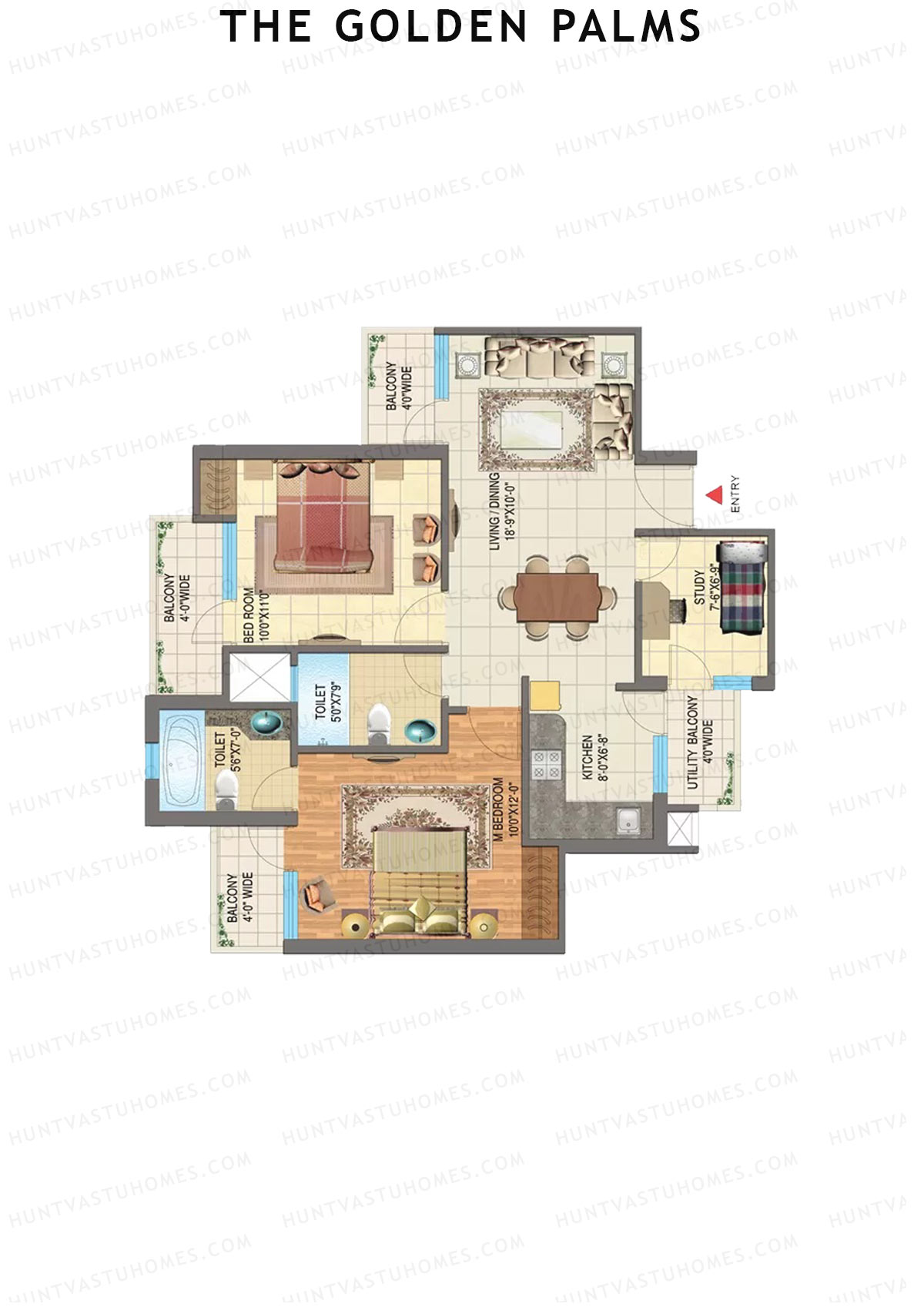 The Golden Palms Tower H Unit 3 Floor Plan