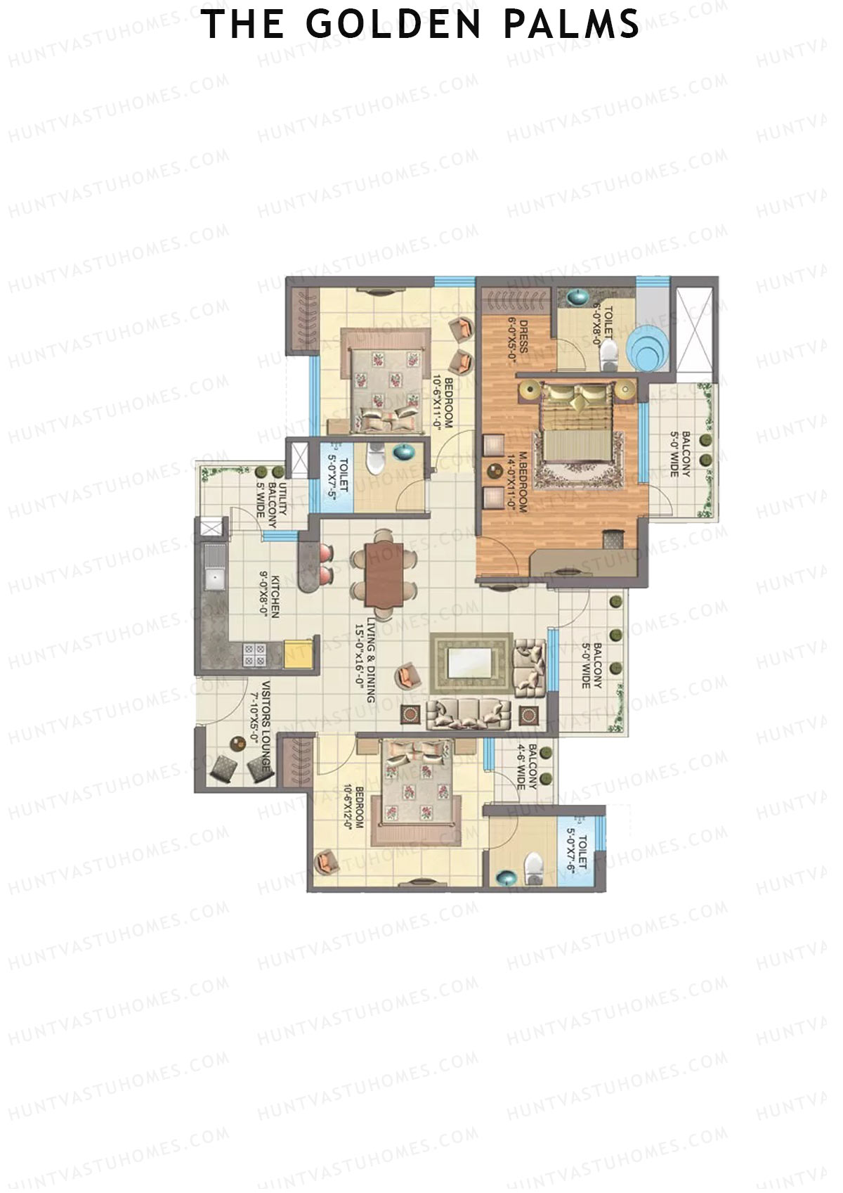 The Golden Palms Tower M Unit 1 Floor Plan