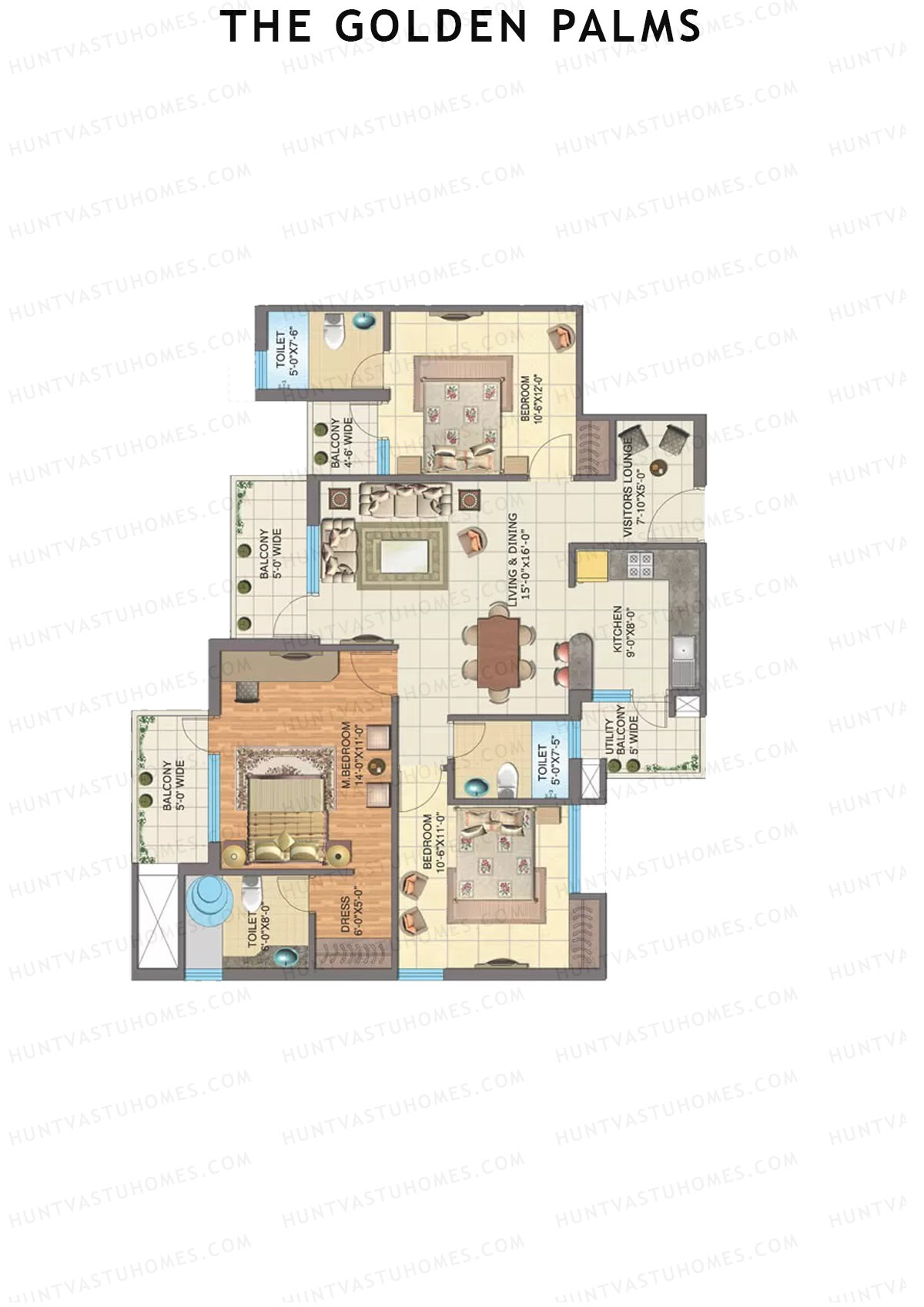The Golden Palms Tower M Unit 3 Floor Plan