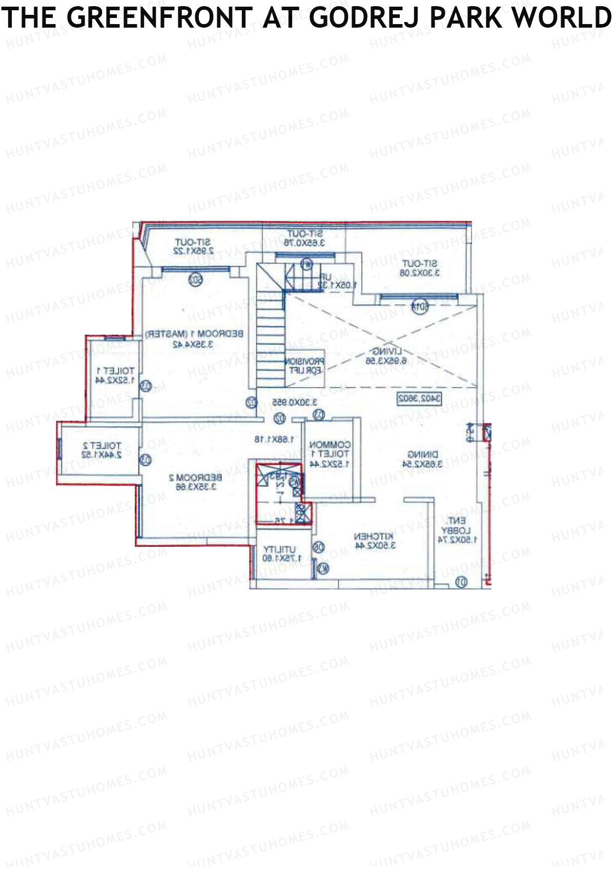 The Greenfront At Godrej Park World B1 Wing A Unit 1 (Type DU) Floor Plan