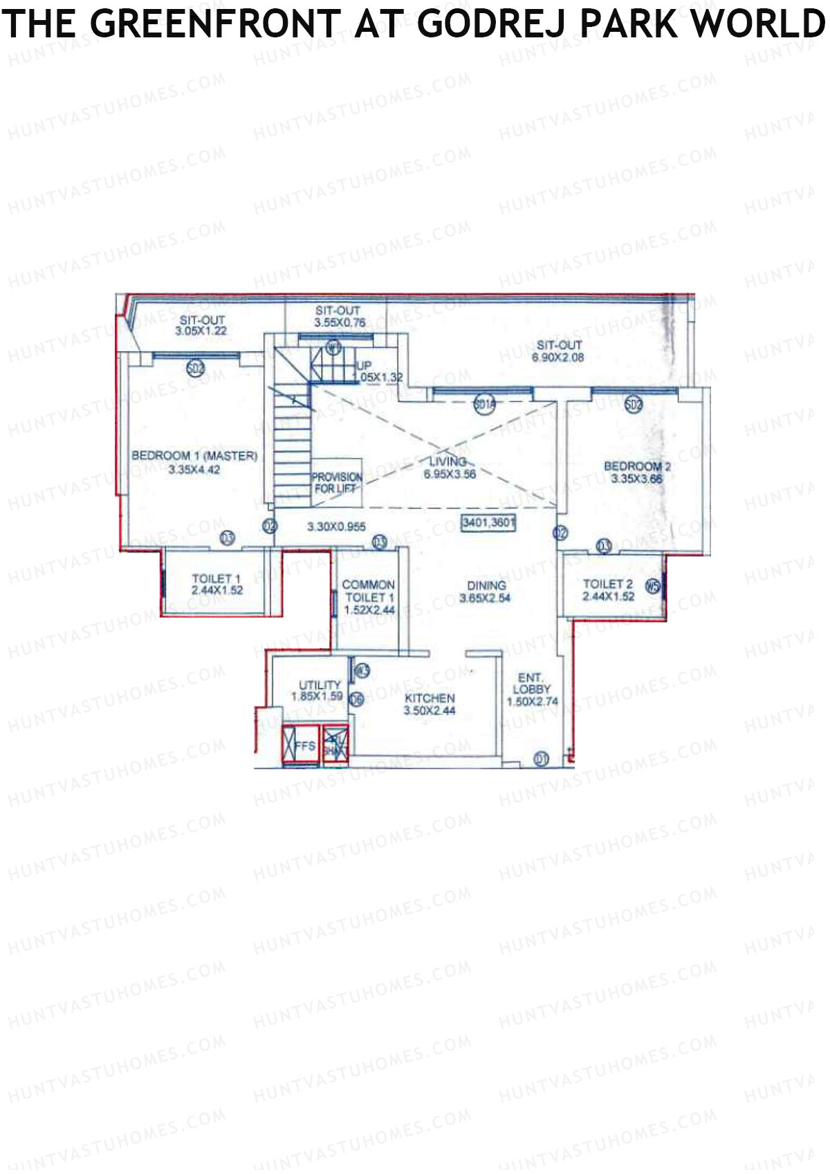 The Greenfront At Godrej Park World B1 Wing B Unit 1 (Type DU) Floor Plan