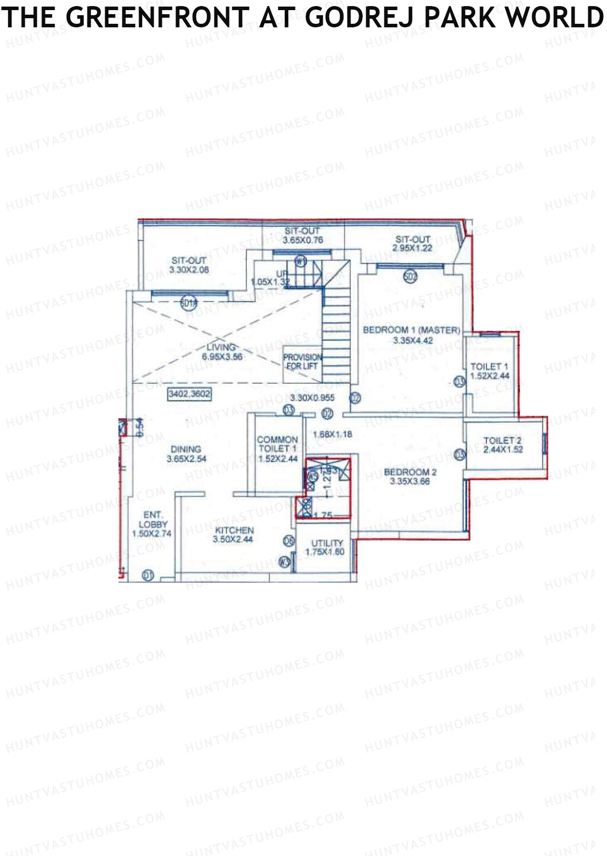The Greenfront At Godrej Park World B2 Wing D Unit 2 (Type DU) Floor Plan