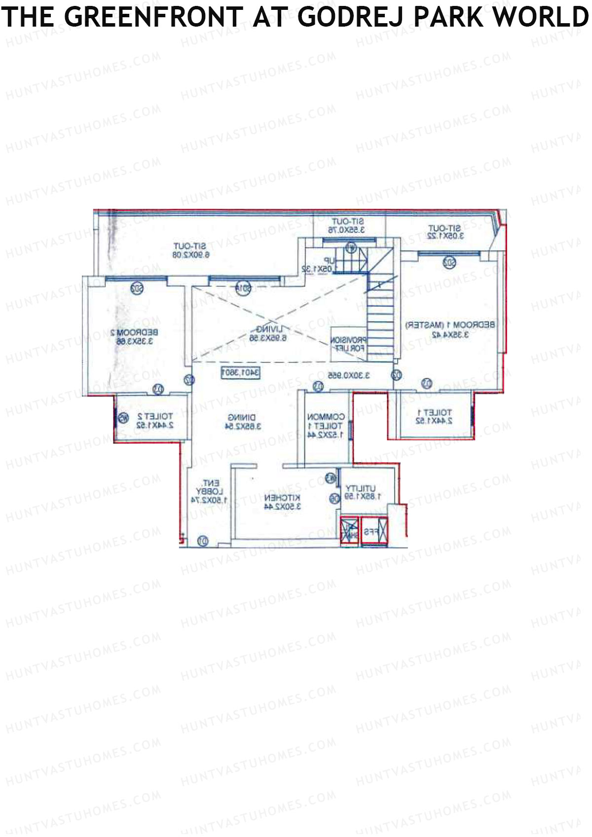 The Greenfront At Godrej Park World B3 Wing E Unit 2 (Type DU) Floor Plan