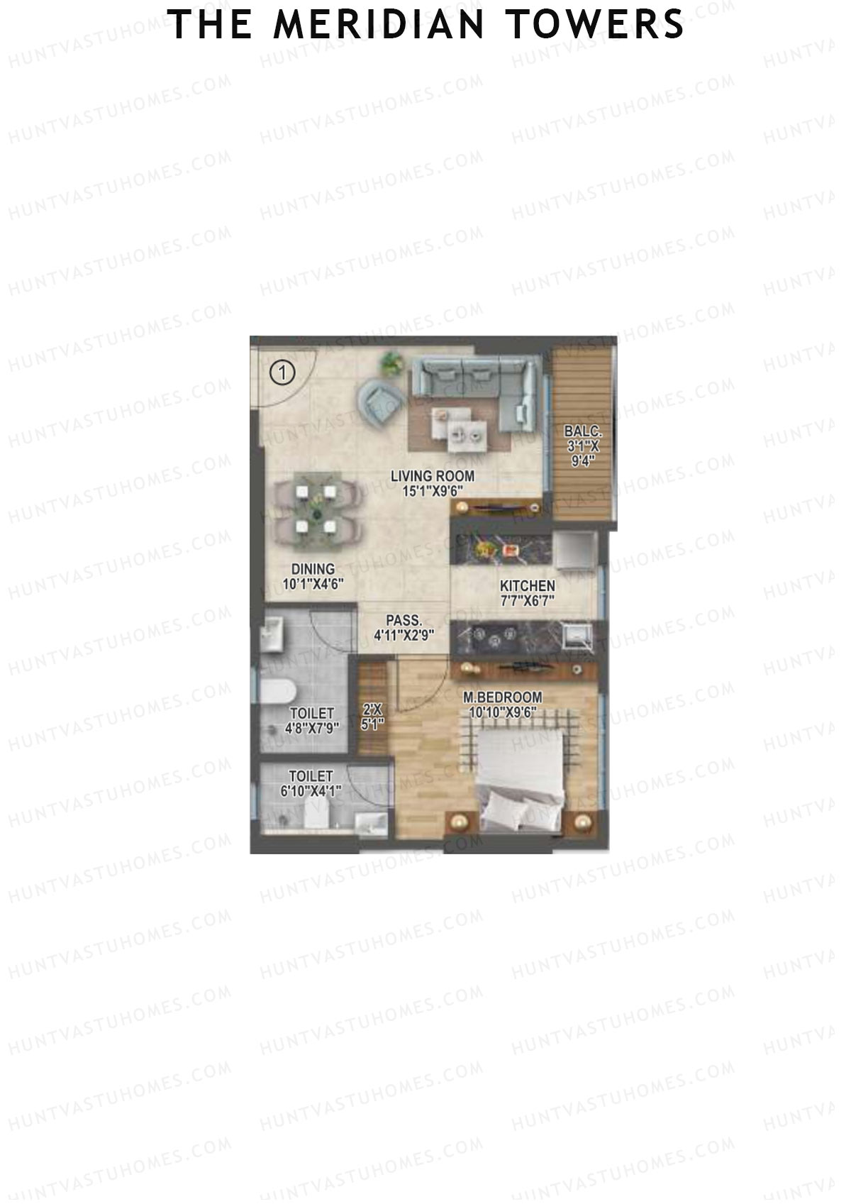 The Meridian Towers Wing A Unit 1 Floor Plan