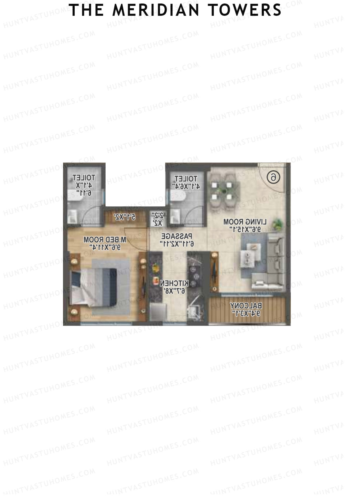 The Meridian Towers Wing B Unit 7 Floor Plan