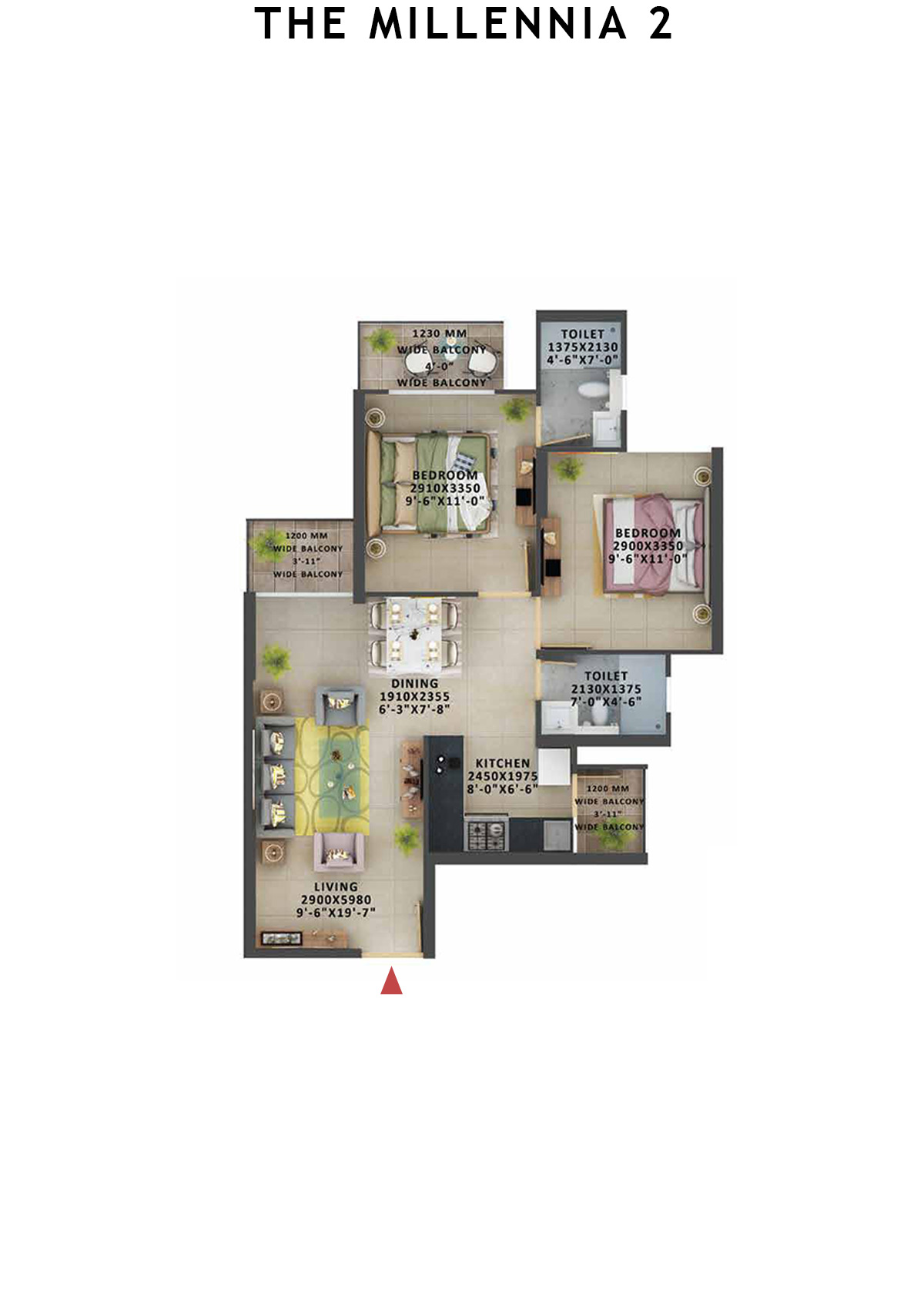 The Millennia 2 Tower C Unit 2 (Type 4) Floor Plan