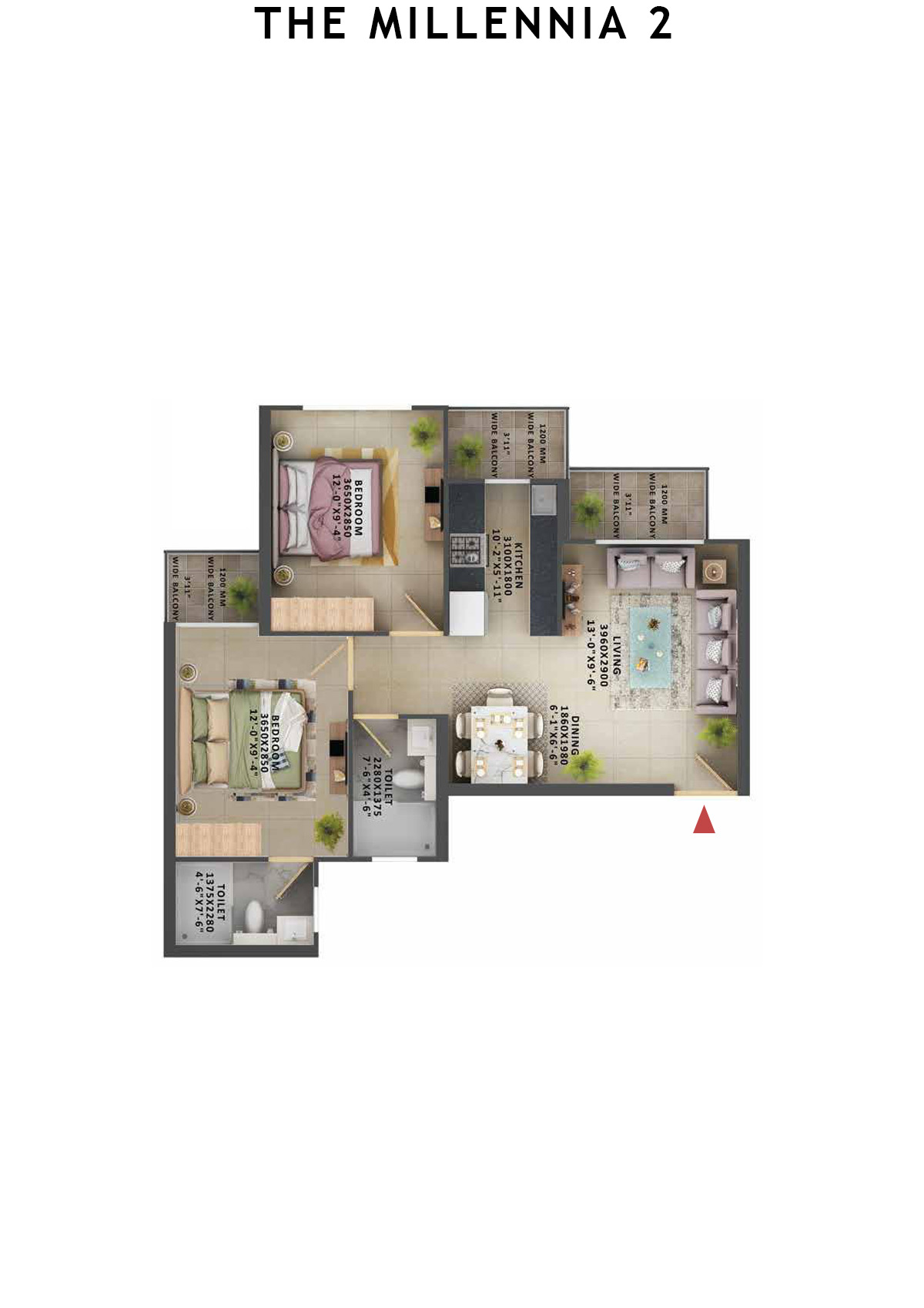 The Millennia 2 Tower D Unit 1 (Type 5) Floor Plan