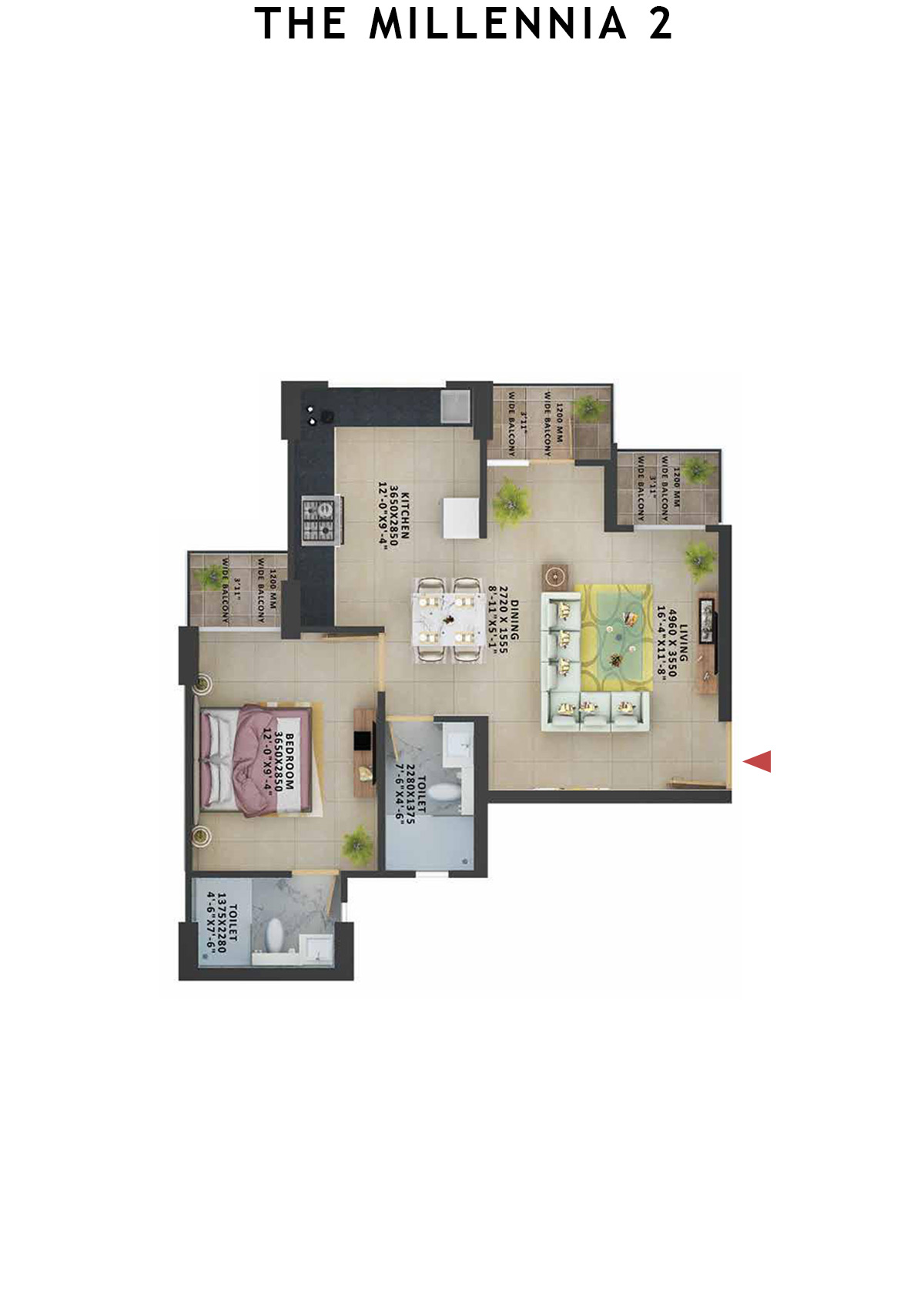 The Millennia 2 Tower D Unit 1 (Type 7) Floor Plan