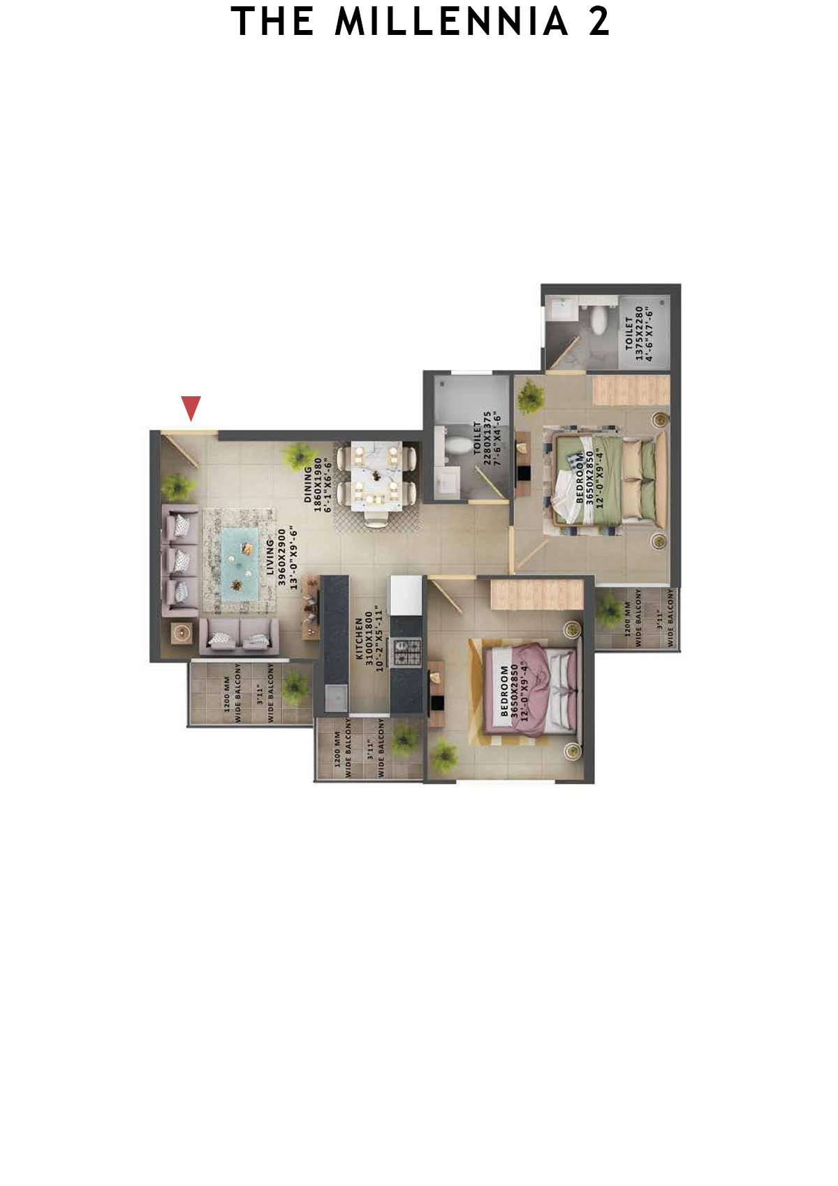 The Millennia 2 Tower D Unit 3 (Type 5) Floor Plan