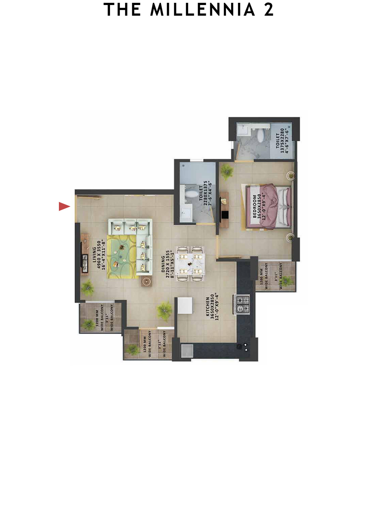 The Millennia 2 Tower D Unit 3 (Type 7) Floor Plan