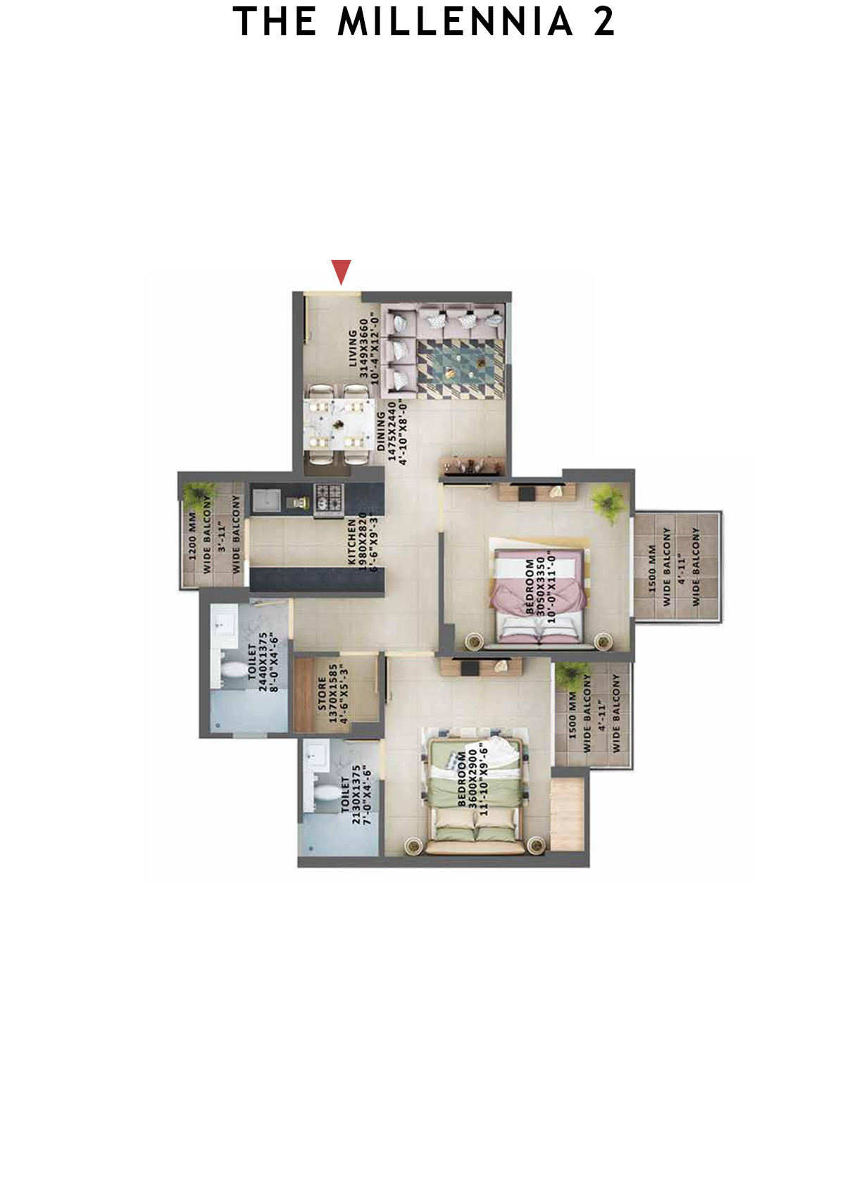 The Millennia 2 Tower E Unit 2 (Type  10) Floor Plan
