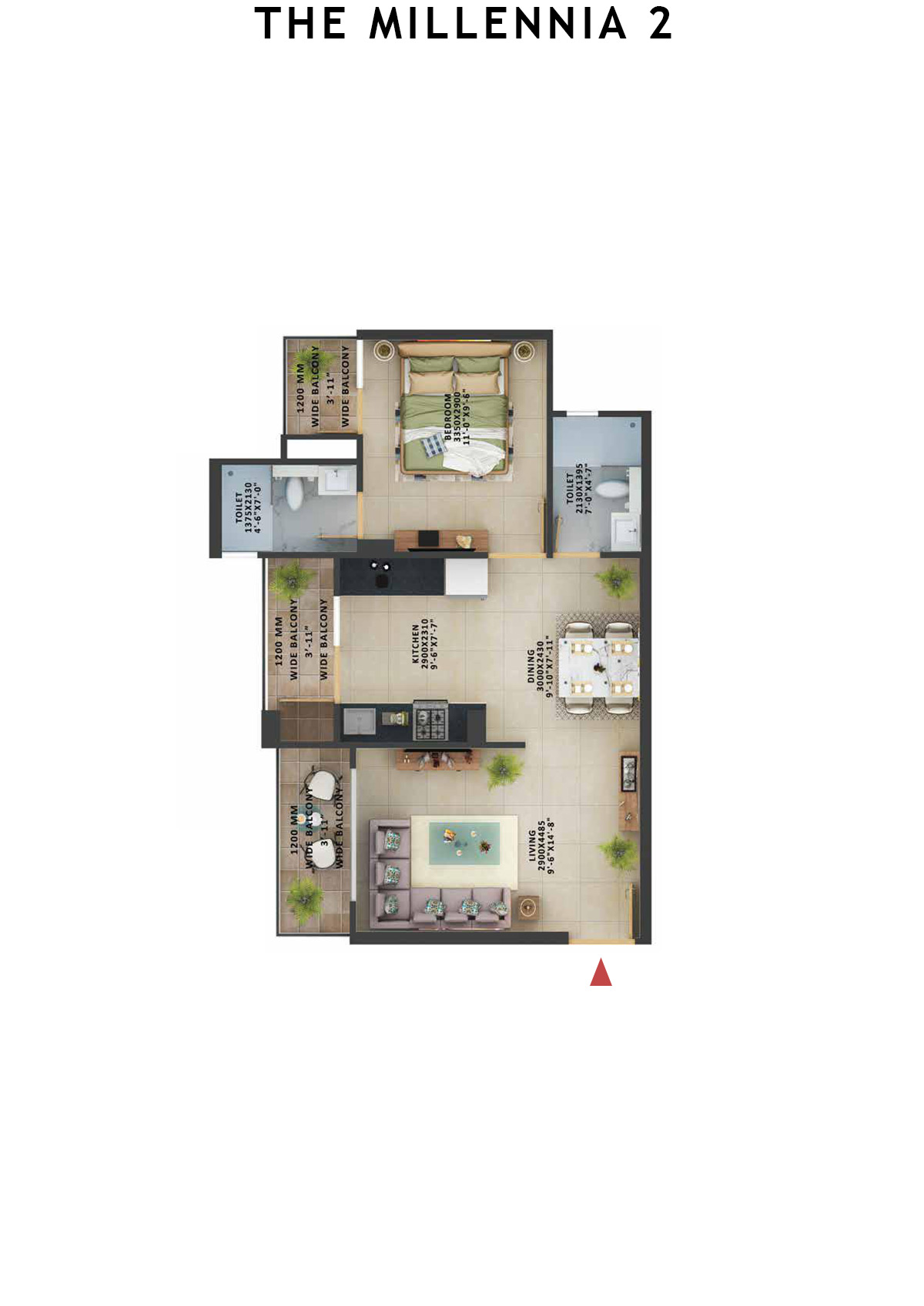 The Millennia 2 Tower F Unit 1 (Type 12) Floor Plan