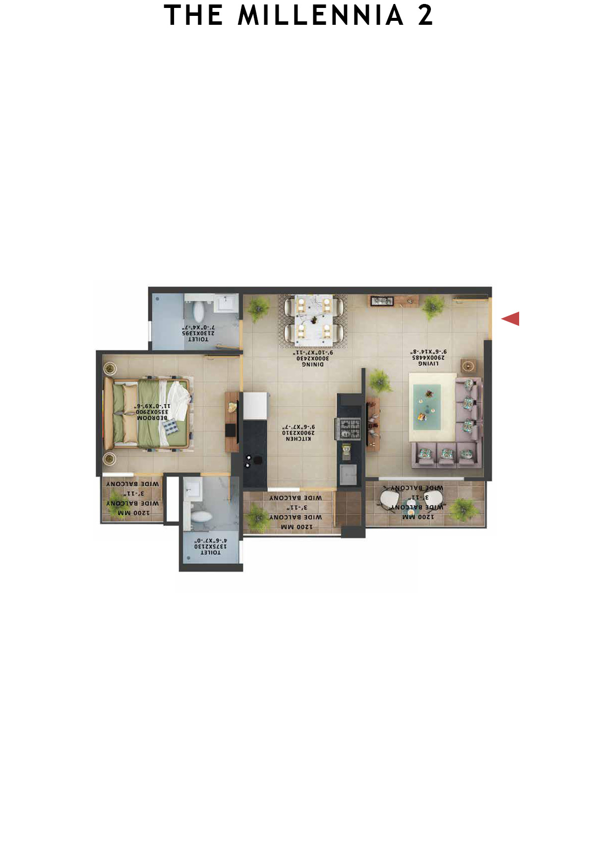 The Millennia 2 Tower H Unit 4 (Type 12) Floor Plan