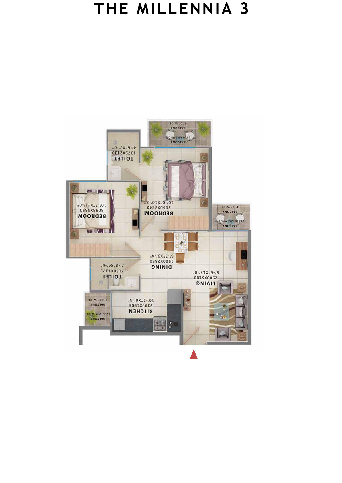 The Millennia 3 Tower 8 Unit 1 (Type 1) Floor Plan