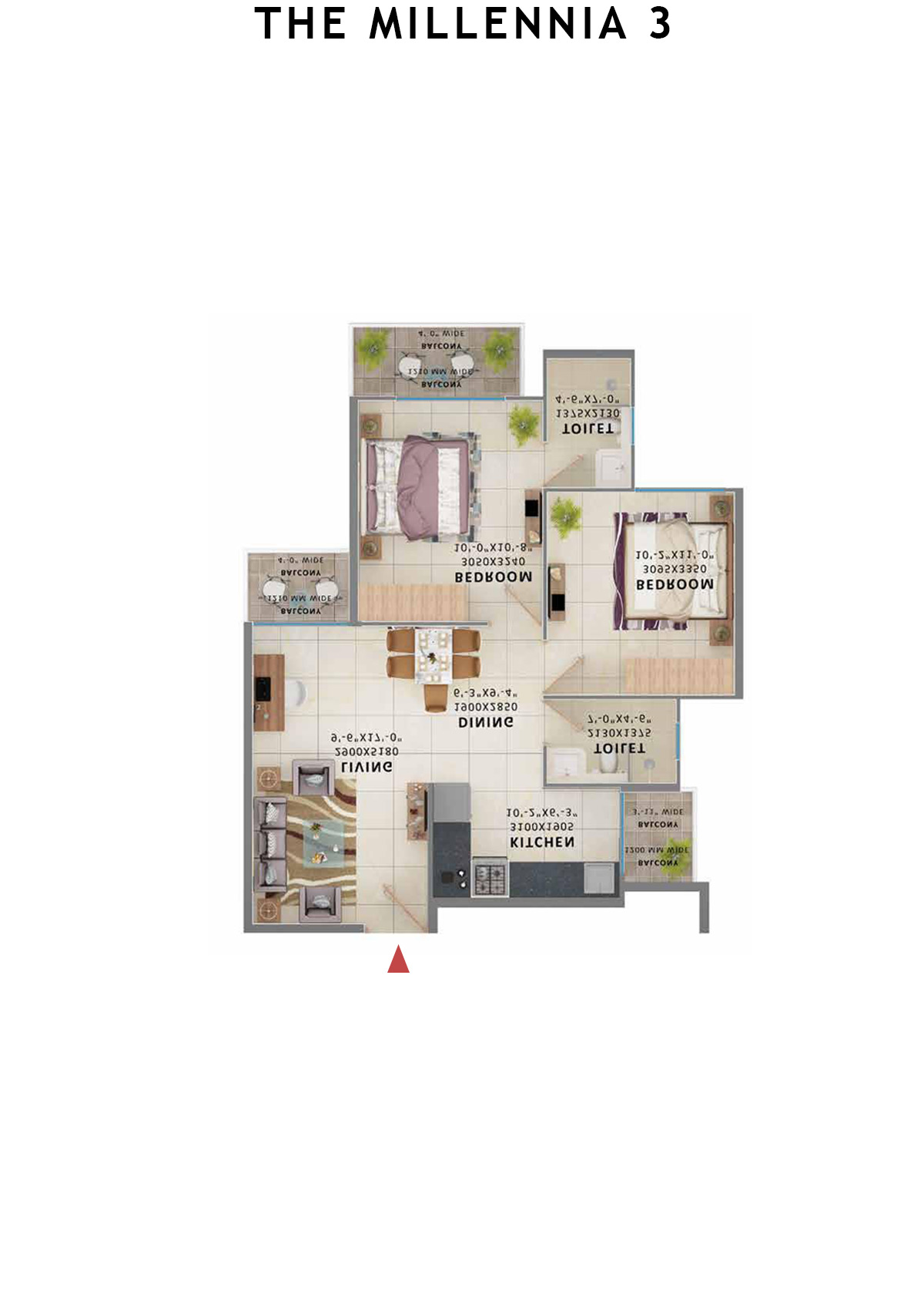The Millennia 3 Tower 8 Unit 2 (Type 1) Floor Plan