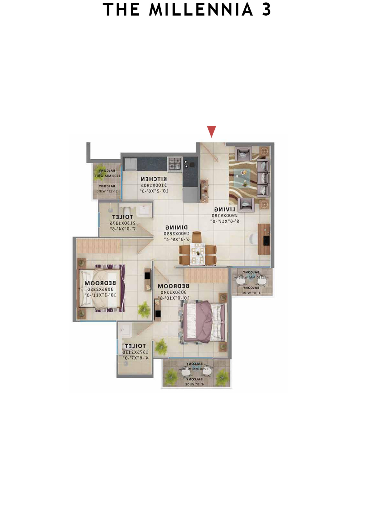 The Millennia 3 Tower 8 Unit 8 (Type 1) Floor Plan
