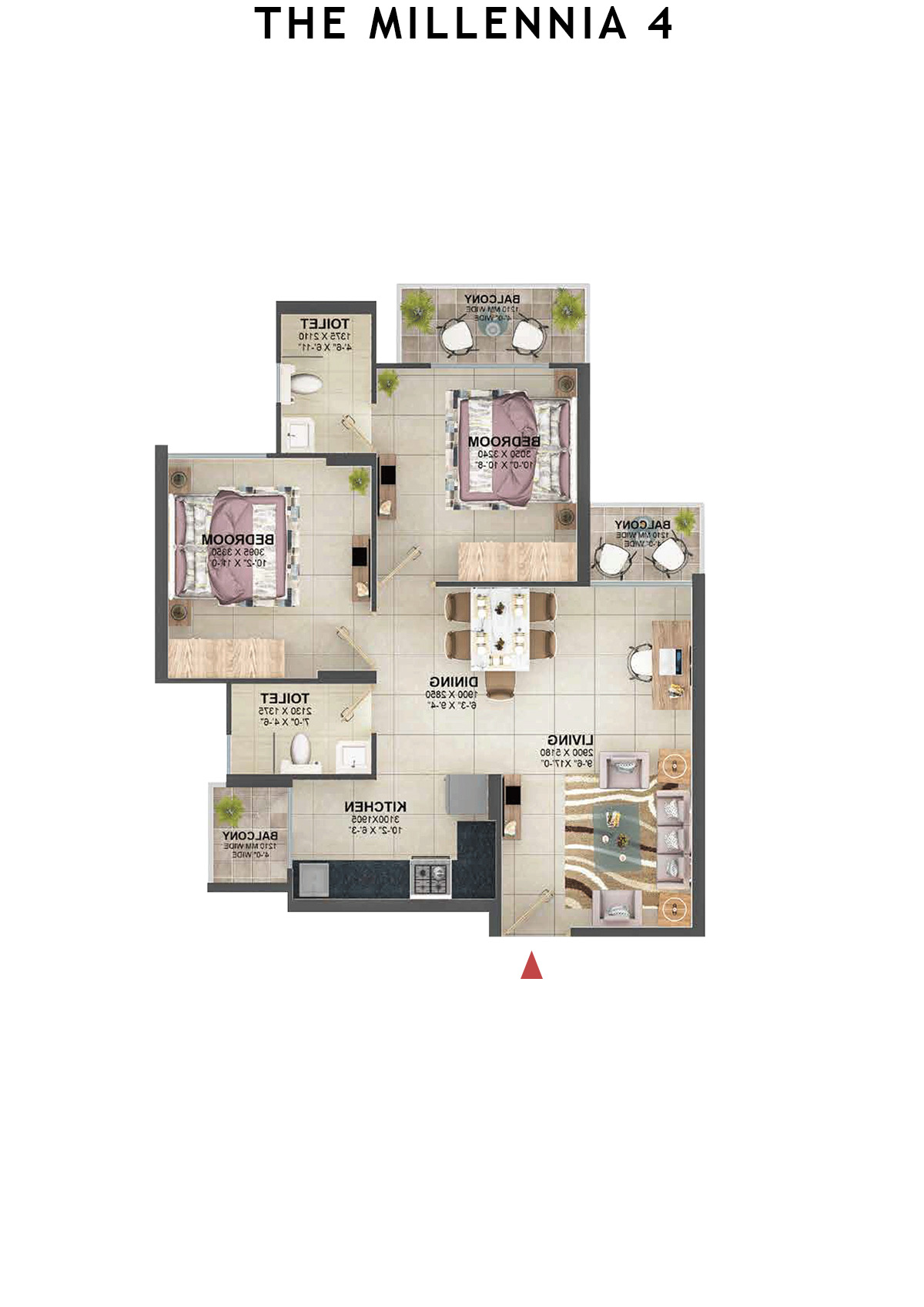 The Millennia 4 Tower 3 Unit 1 (Type 1) Floor Plan