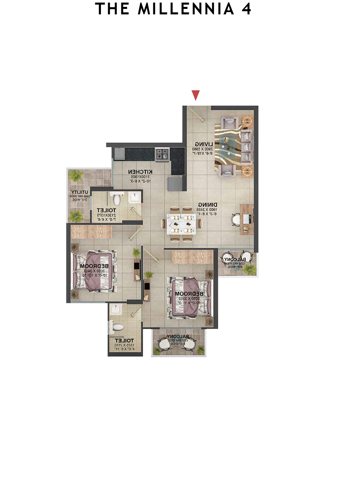 The Millennia 4 Tower 3 Unit 6 (Type 3) Floor Plan