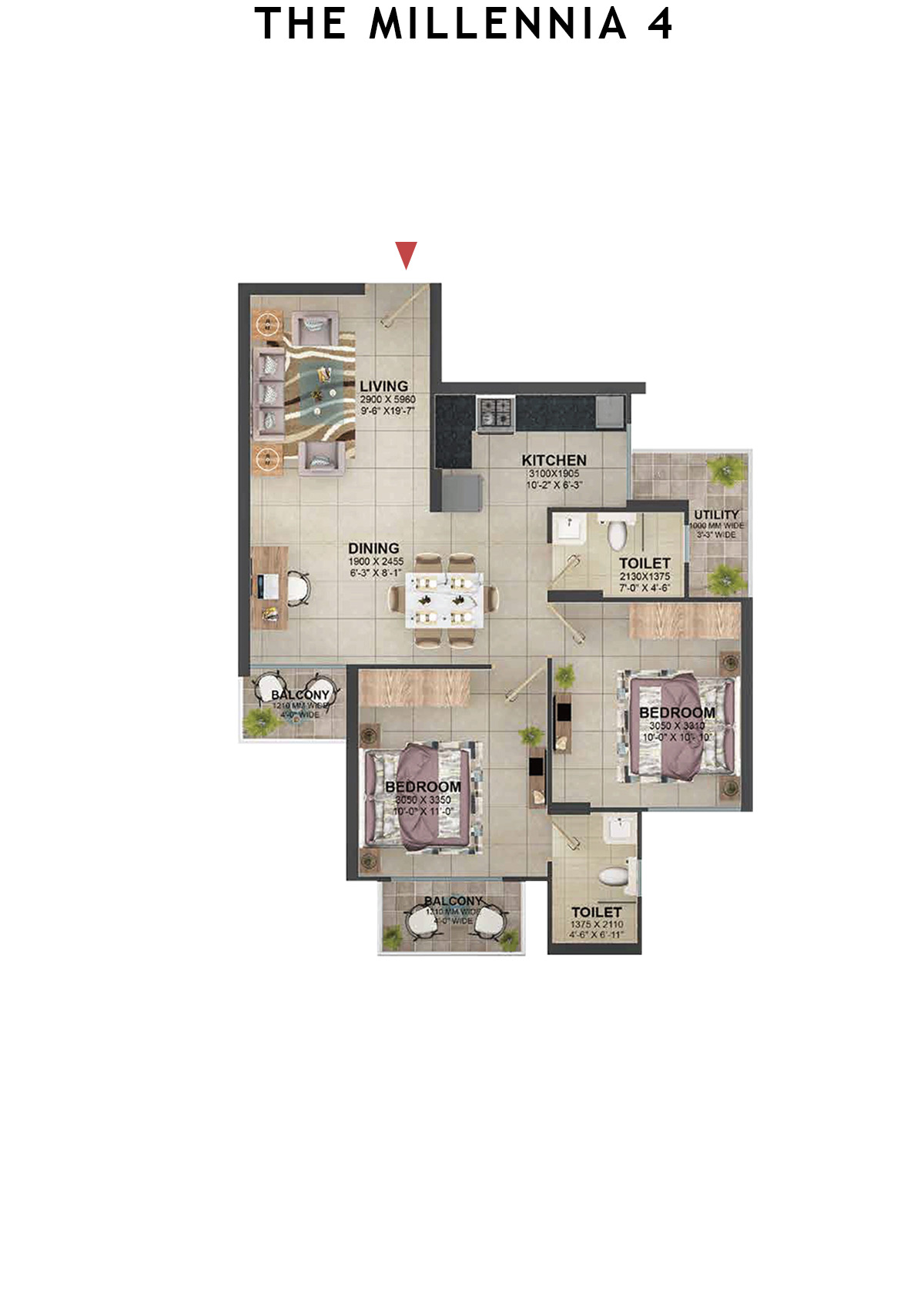 The Millennia 4 Tower 3 Unit 7 (Type 3) Floor Plan