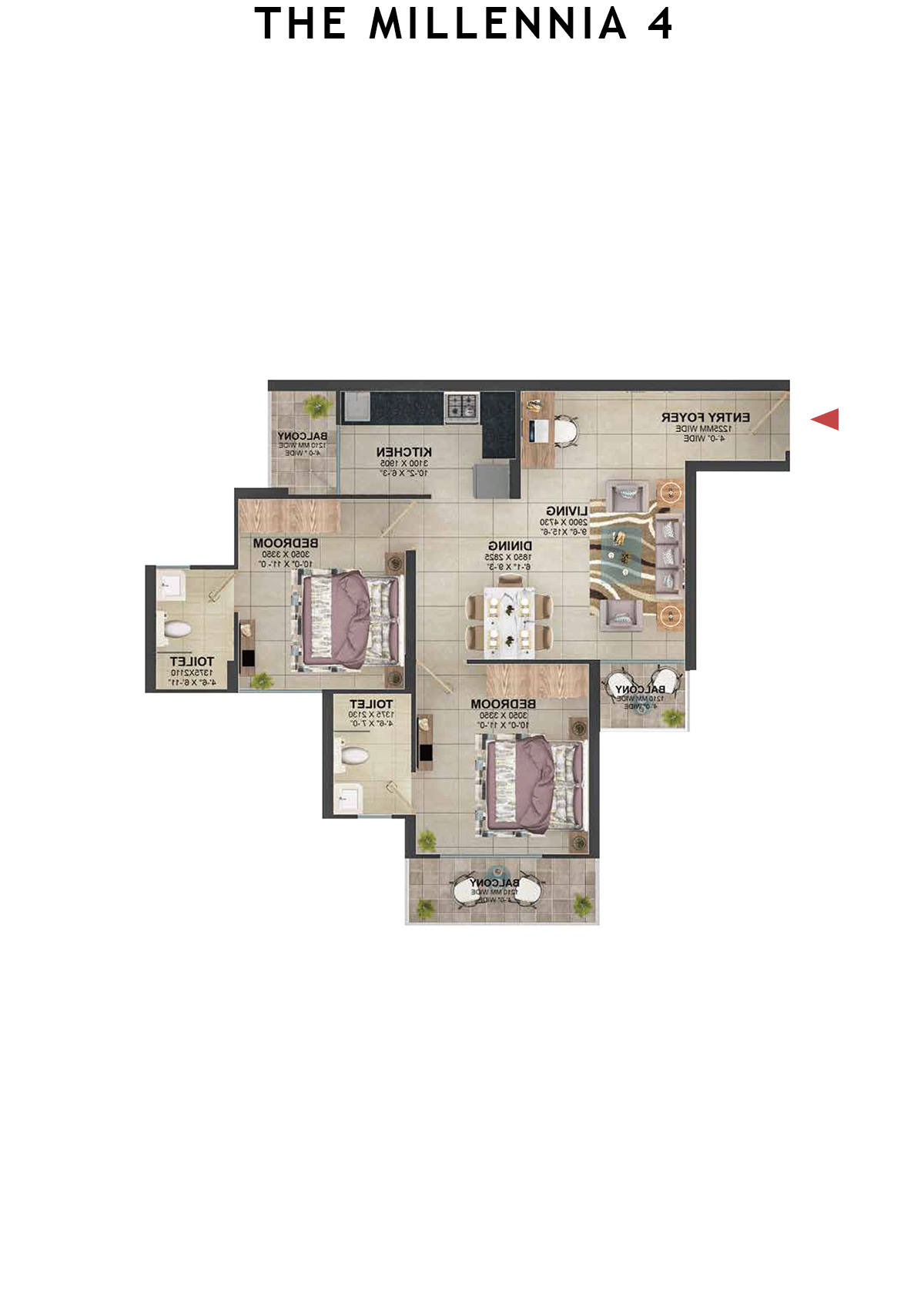 The Millennia 4 Tower 3 Unit 8 (Type 4) Floor Plan