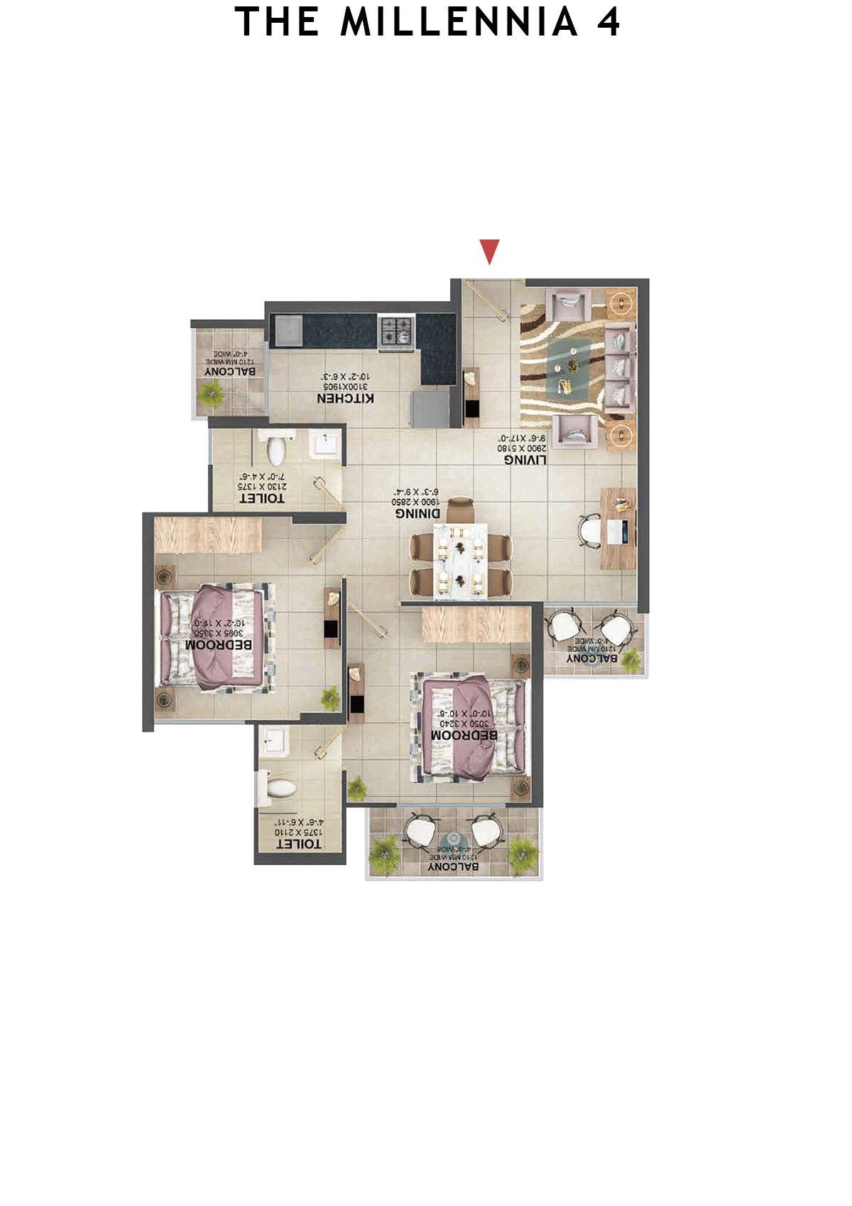 The Millennia 4 Tower 6 Unit 8 (Type 1) Floor Plan