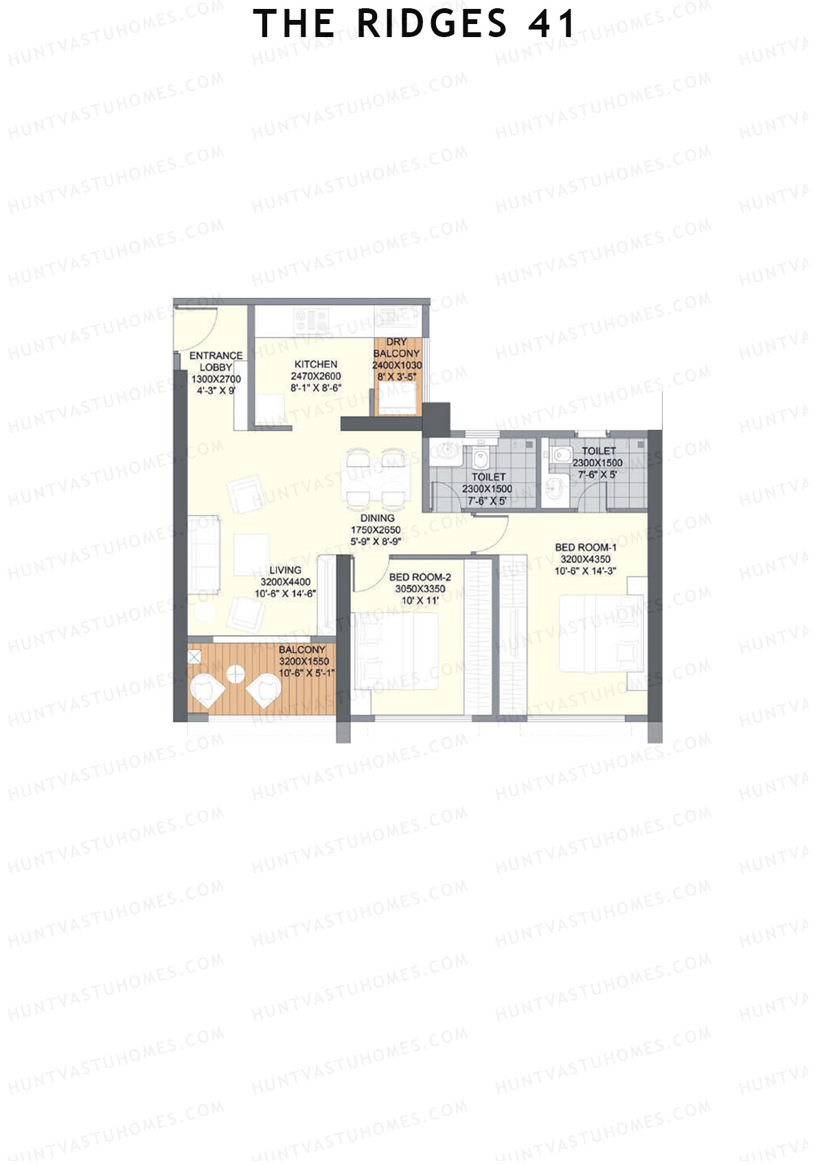 The Ridges 41 Tower B Unit 1 (Type B) Floor Plan