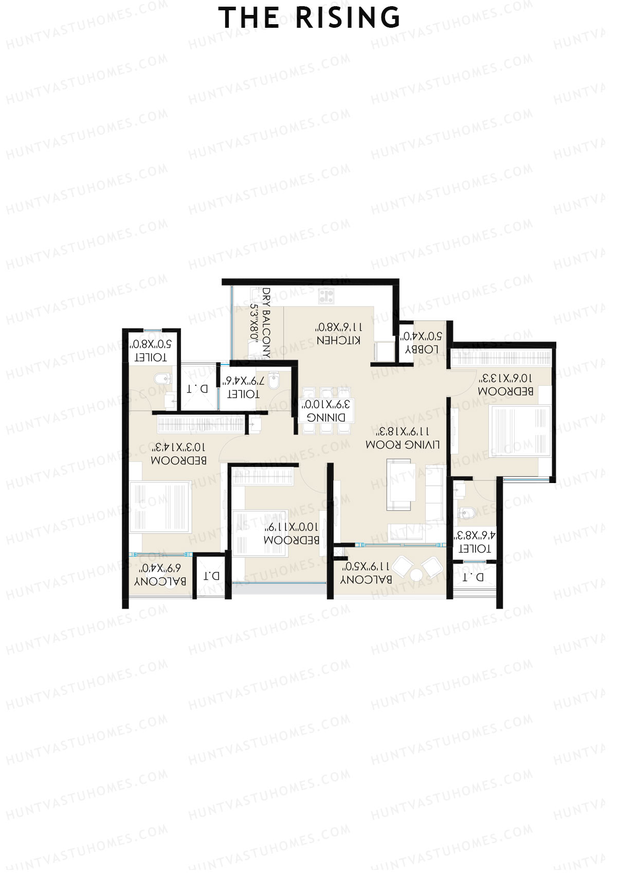The Rising Wing B1 Unit 4 (Type A) Floor Plan