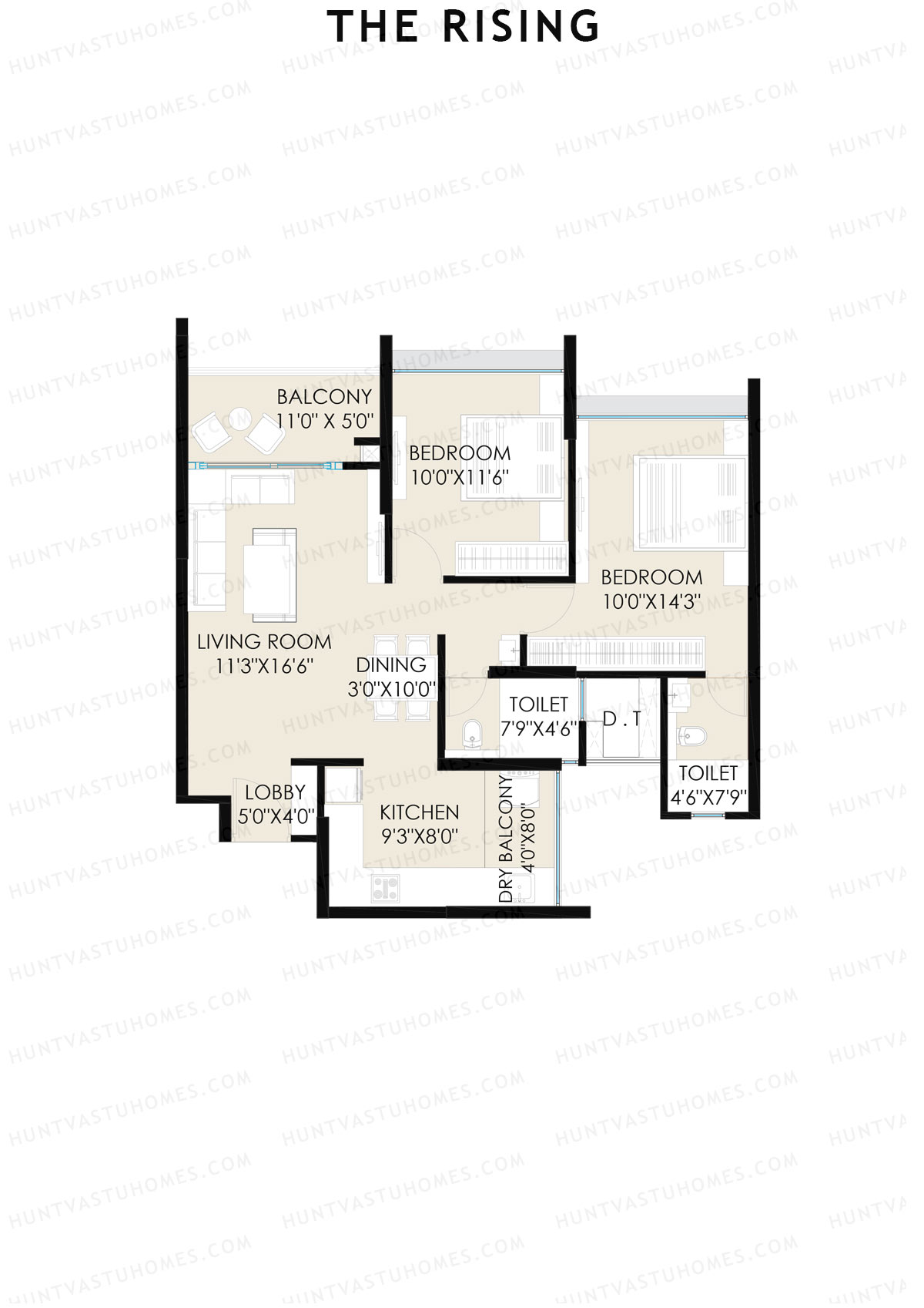 The Rising Wing B2 Unit 2 (Type A1) Floor Plan