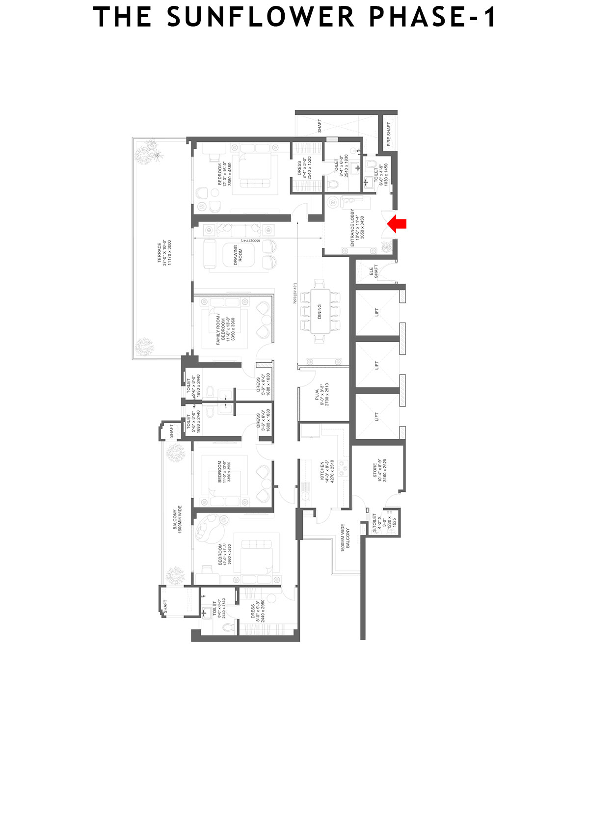 The Sunflower Tower A Unit 1 Floor Plan