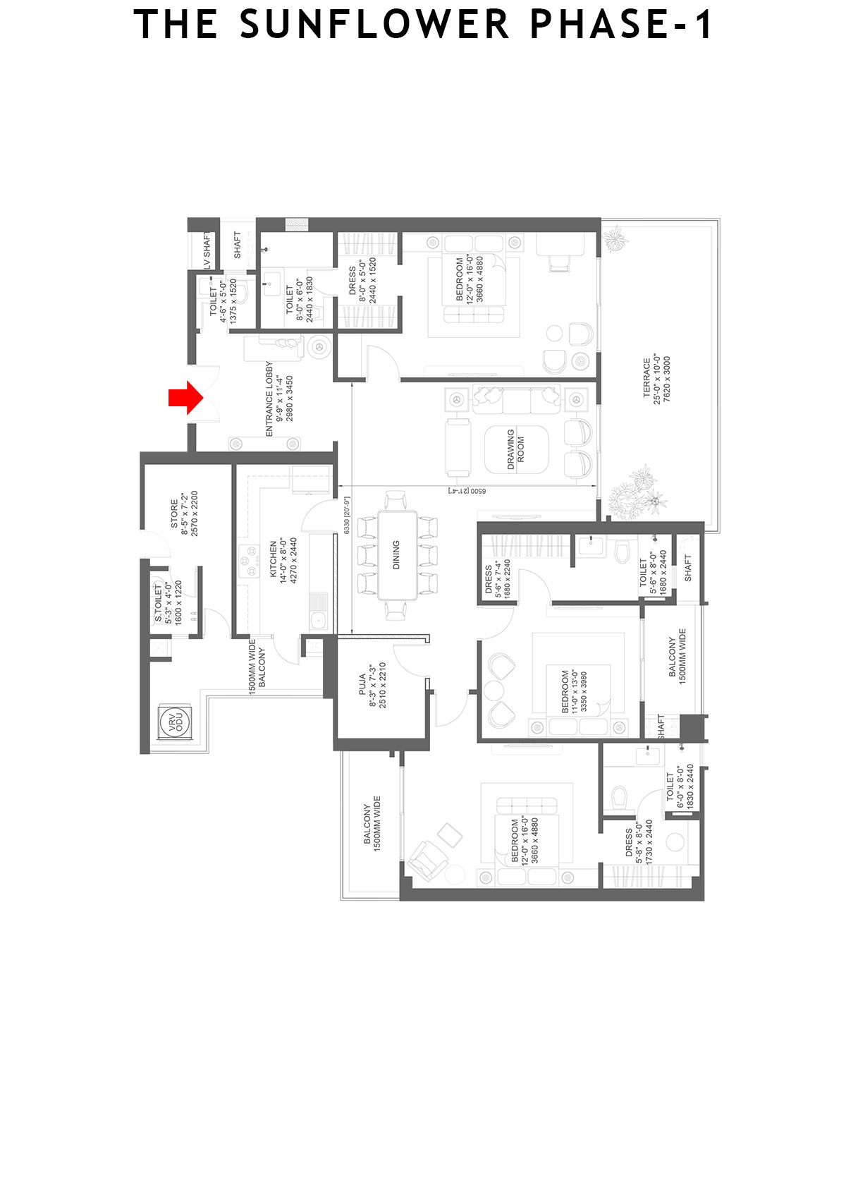 The Sunflower Tower B Unit 3 Floor Plan