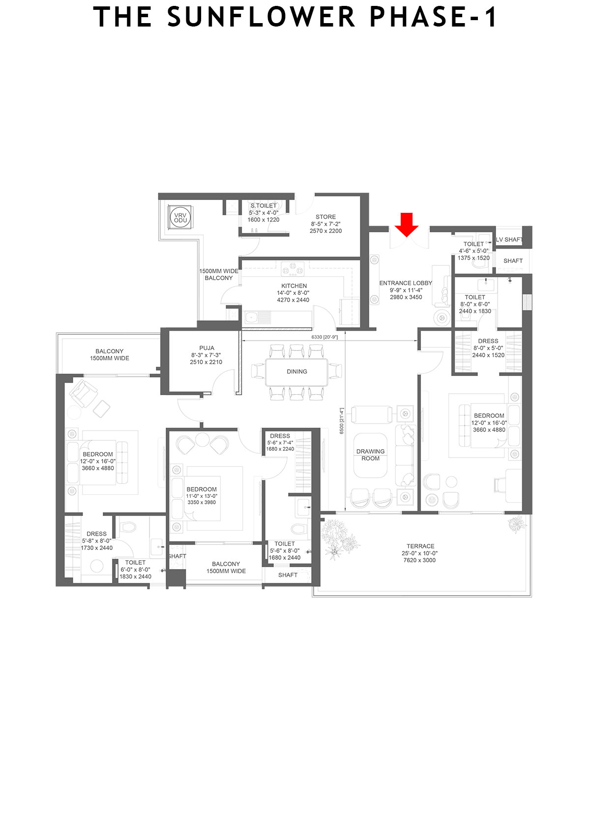 The Sunflower Tower C Unit 3 Floor Plan