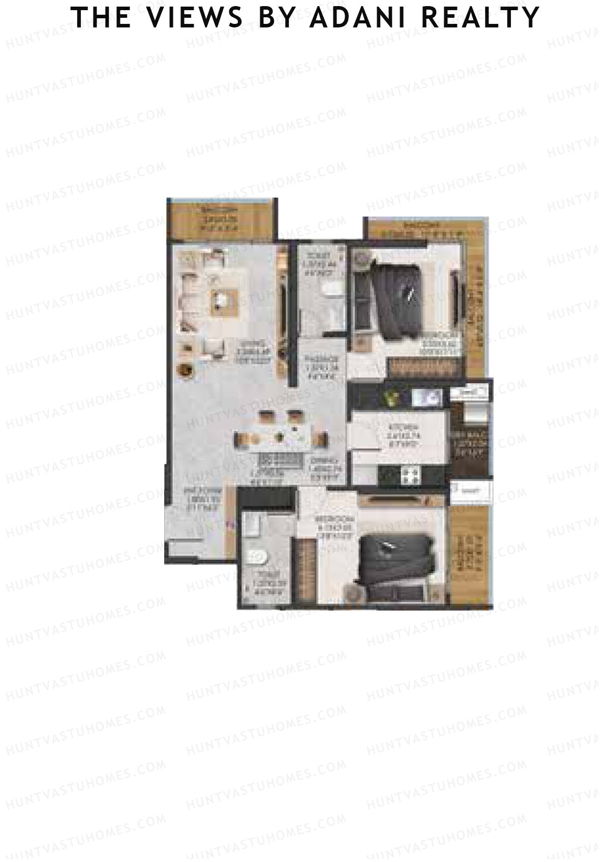 The Views By Adani Realty, Tower A Sunrise, Unit 4, 2BHK, Carpet Area 954   sq ft 