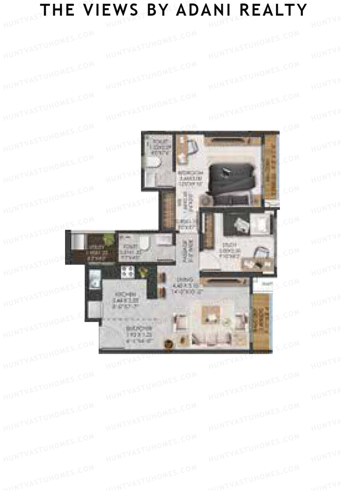 The Views By Adani Realty, Tower A Sunrise, Unit 5, 1BHK, Carpet Area 648   sq ft 