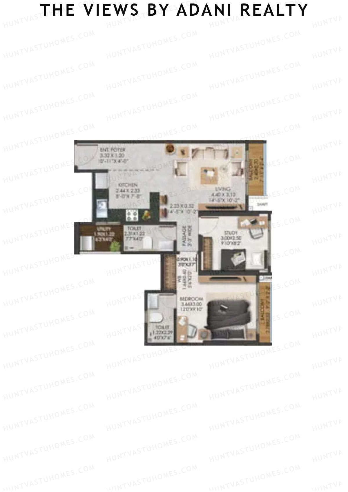 The Views By Adani Realty, Tower B Sea Breeze, Unit 3, 1BHK, Carpet Area 667   sq ft 