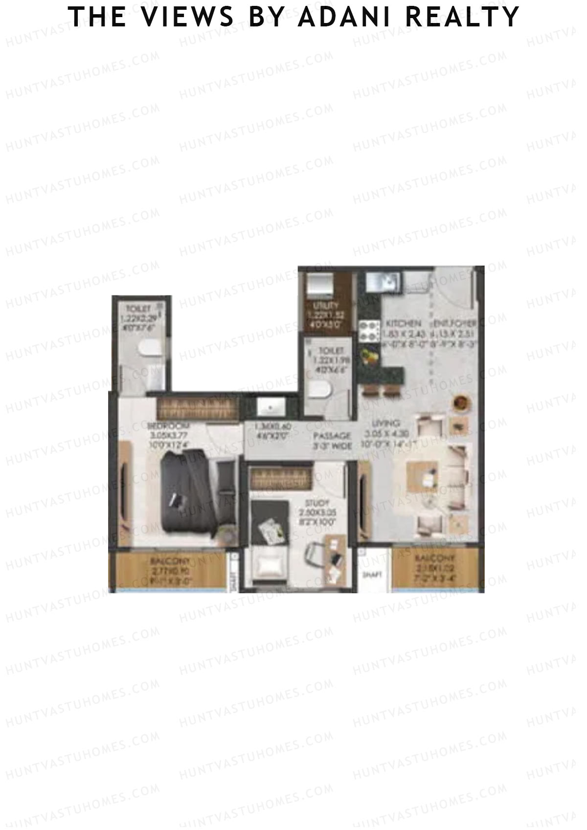 The Views By Adani Realty, Tower B Sea Breeze, Unit 5, 1BHK, Carpet Area 634   sq ft 