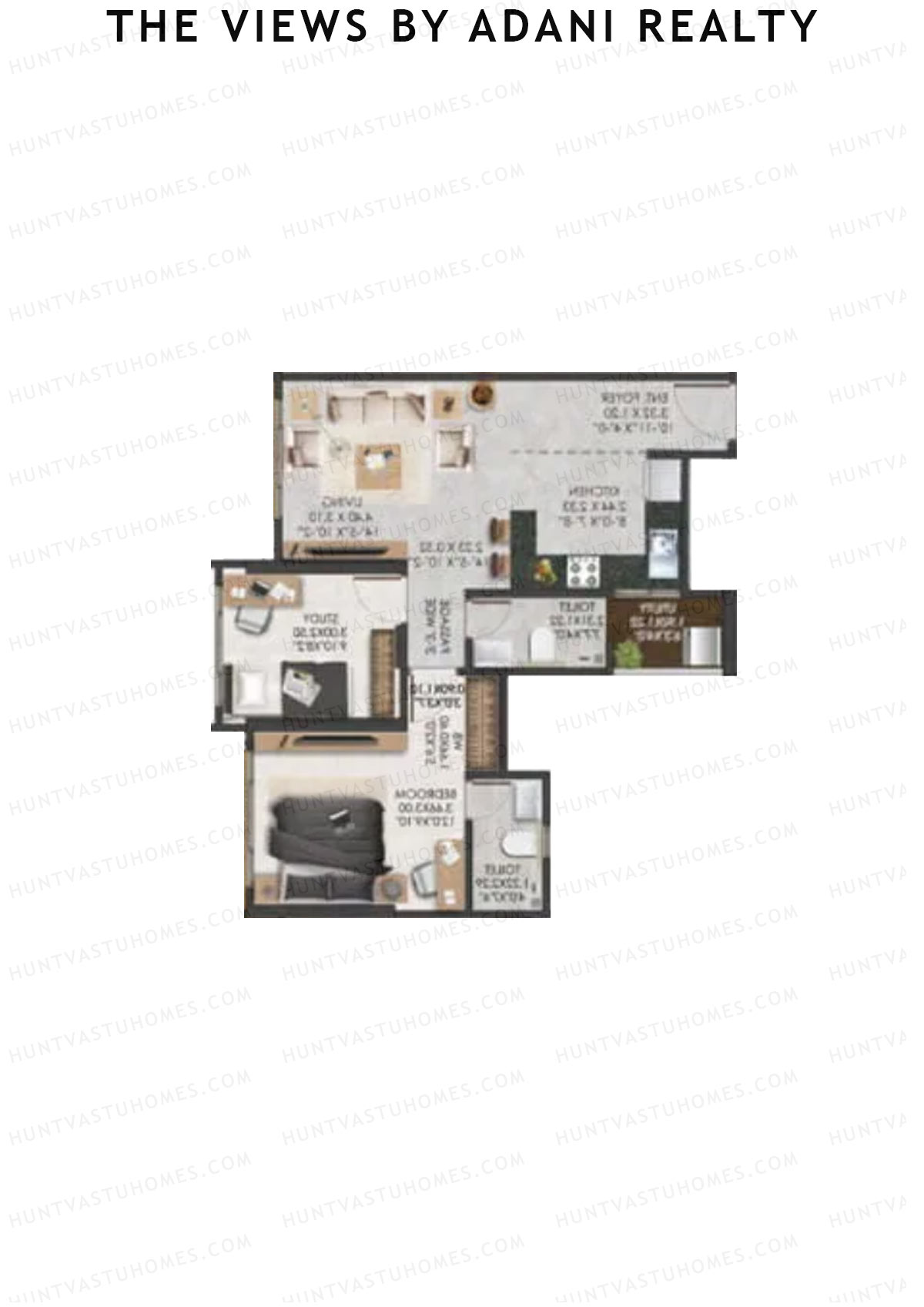 The Views By Adani Realty, Tower C Dew, Unit 5, 1BHK, Carpet Area 626   sq ft 