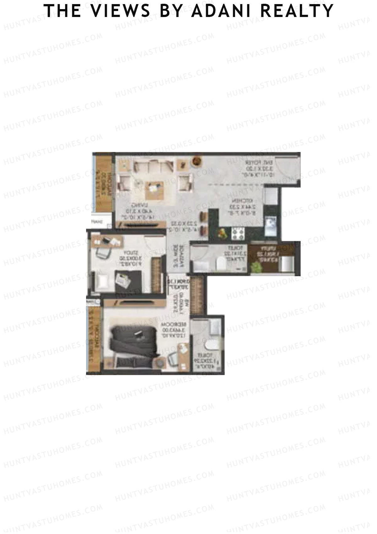 The Views By Adani Realty, Tower C Dew, Unit 5, 1BHK, Carpet Area 667   sq ft 
