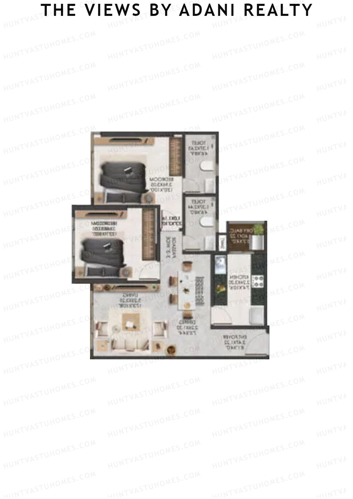 The Views By Adani Realty, Tower C Dew, Unit 6, 2BHK, Carpet Area 745   sq ft 