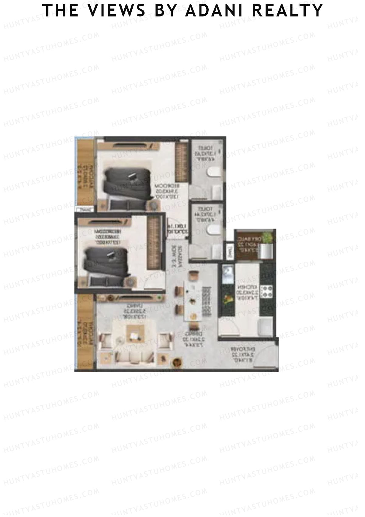 The Views By Adani Realty, Tower C Dew, Unit 6, 2BHK, Carpet Area 801   sq ft 