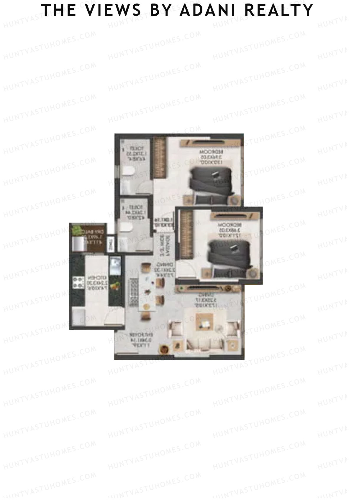 The Views By Adani Realty, Tower C Dew, Unit 7, 2BHK, Carpet Area 715   sq ft 