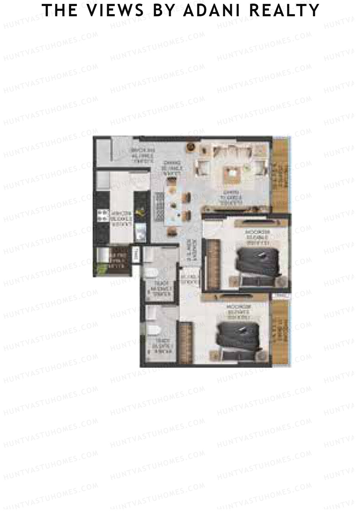 The Views By Adani Realty, Tower D Dawn, Unit 1, 2BHK, Carpet Area 802   sq ft 