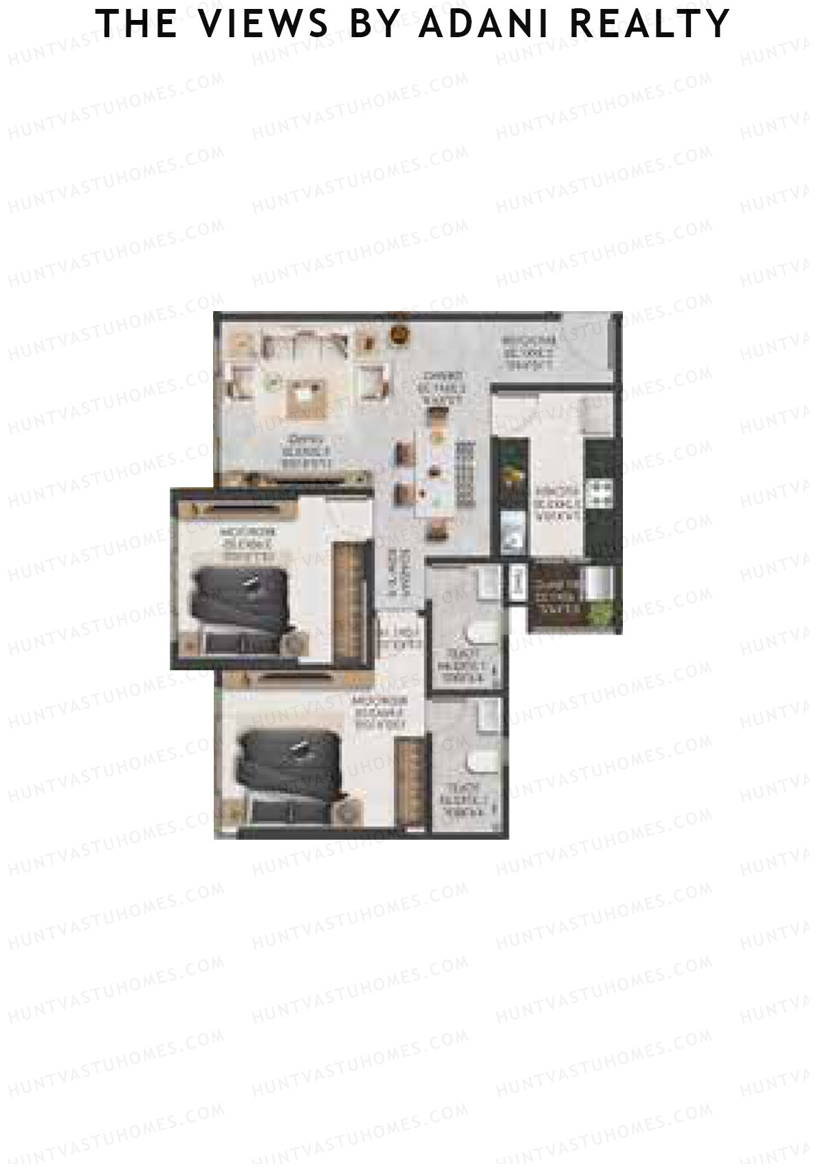 The Views By Adani Realty, Tower D Dawn, Unit 2, 2BHK, Carpet Area 745   sq ft 