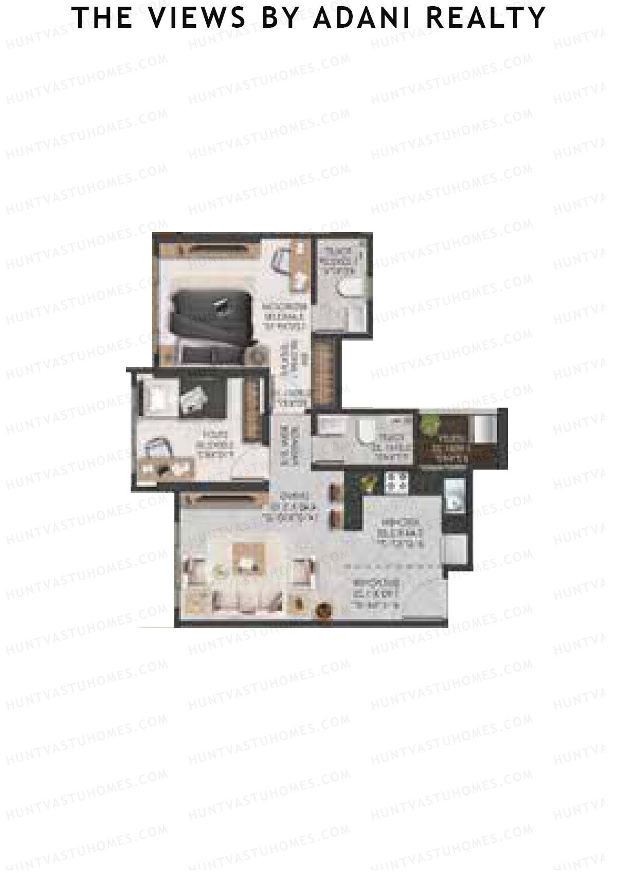 The Views By Adani Realty, Tower D Dawn, Unit 3, 1BHK, Carpet Area 607   sq ft 