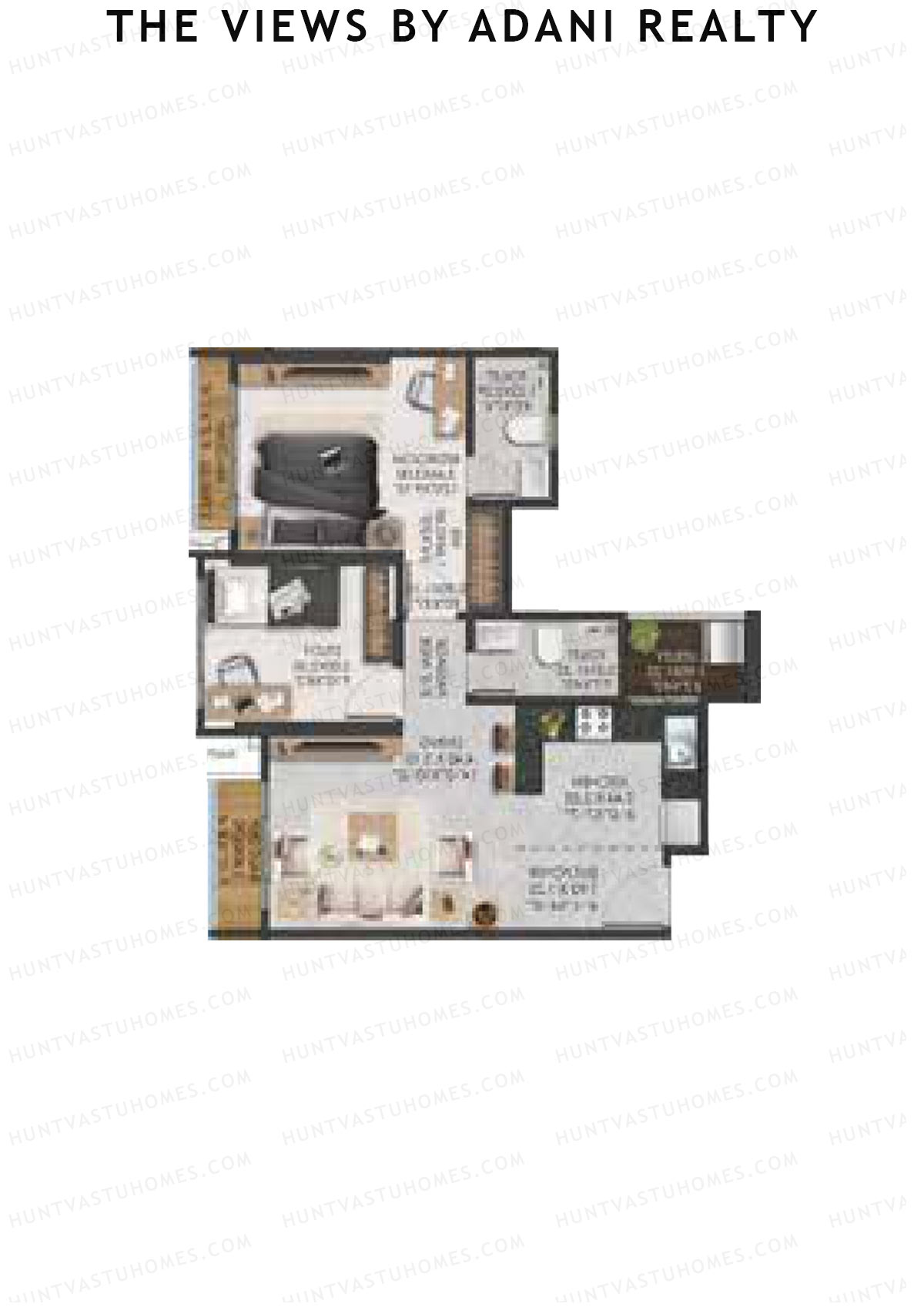 The Views By Adani Realty, Tower D Dawn, Unit 3, 1BHK, Carpet Area 648   sq ft 
